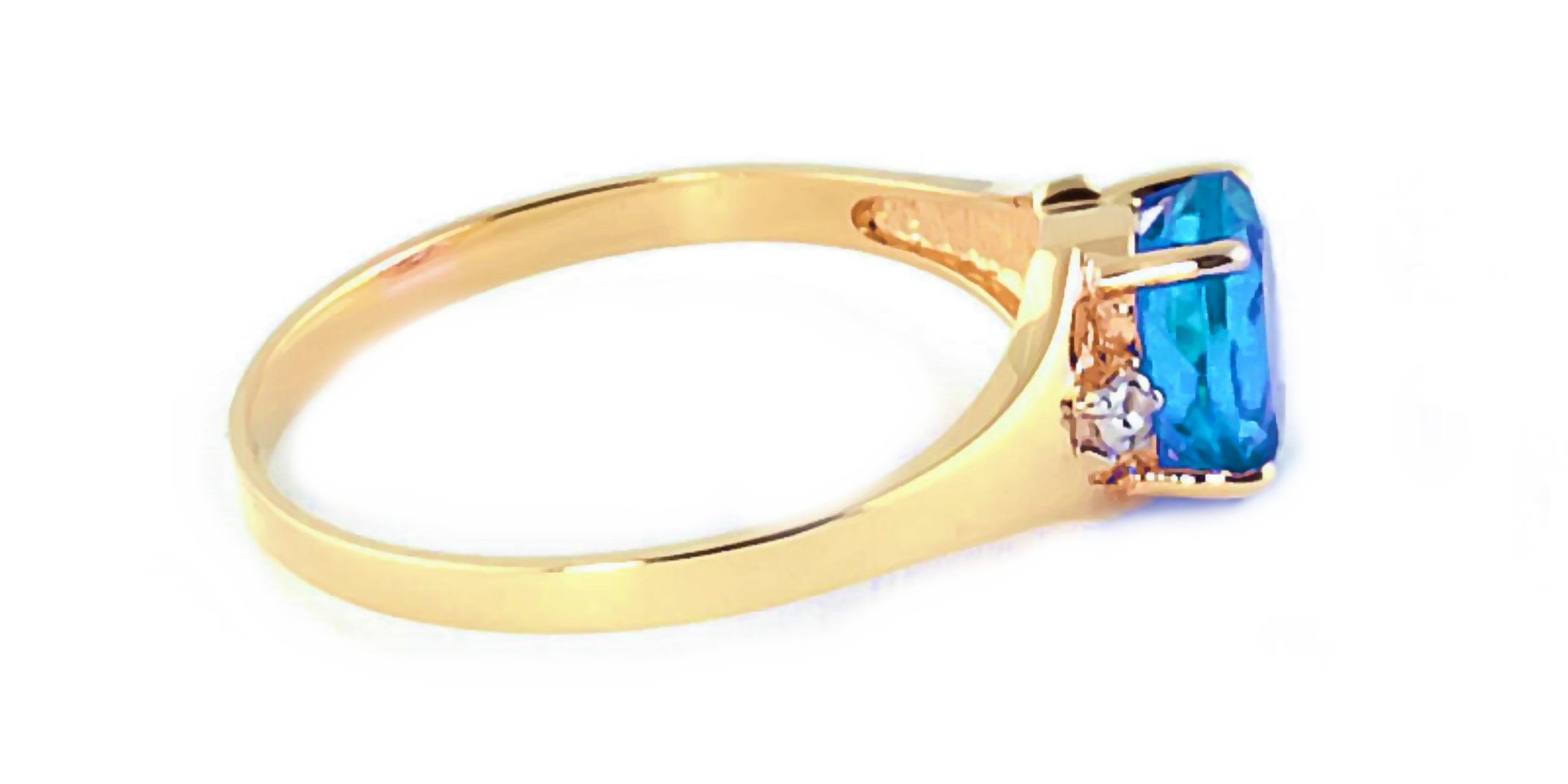 14K Yellow, White & Rose Gold Galaxy GG Ring with Natural Diamonds & Blue Topaz - Elegant Jewelry for Weddings, Anniversaries & Special Occasions