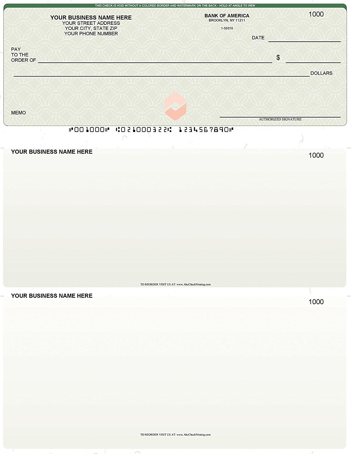 ABC Computer Voucher Business Checks - QuickBooks Compatible Green Checks (500 Sheets) for Small Business Accounting & Payroll