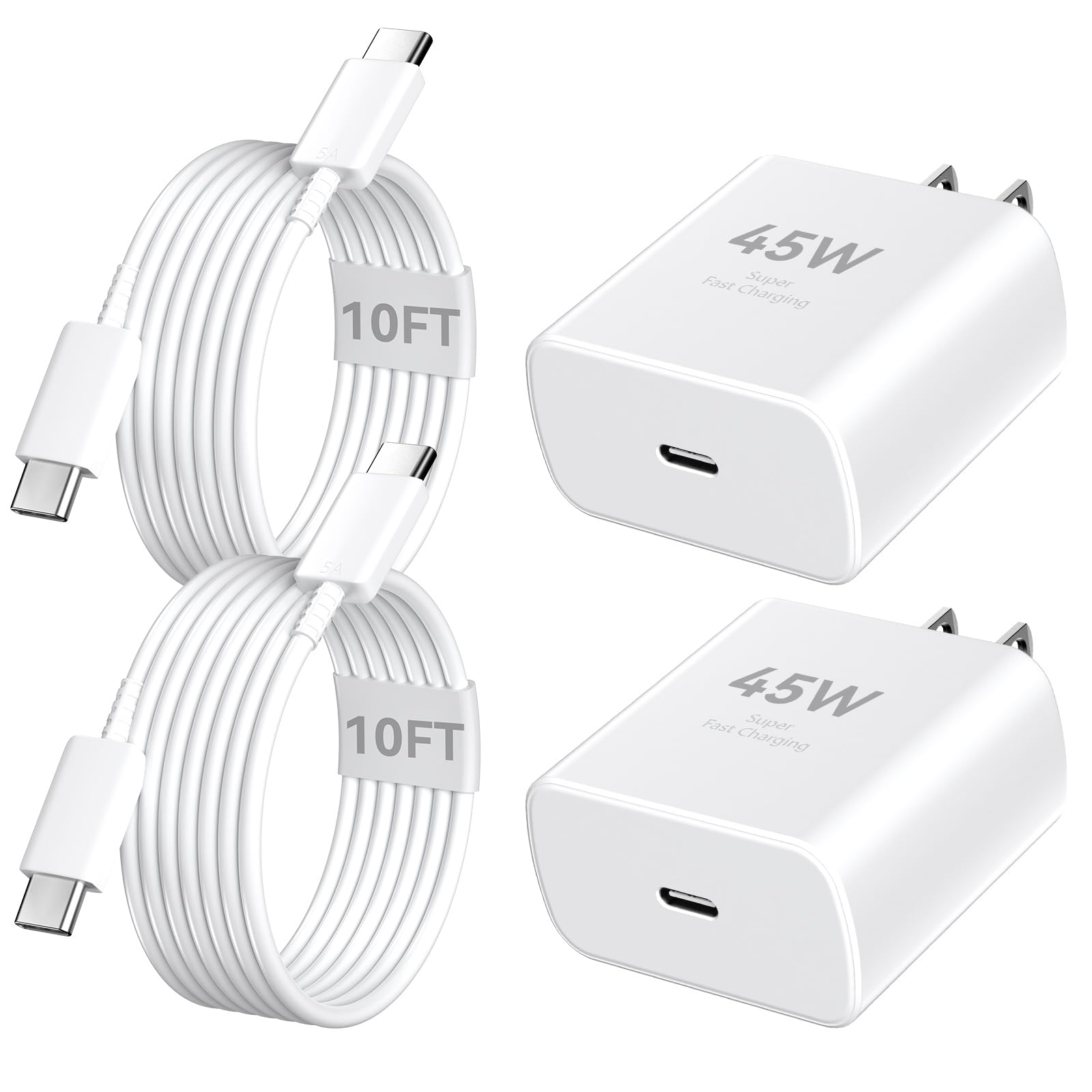 45W Super Fast USB C Charger for iPhone 16 Pro Max - Long 10FT Cable - Compatible with iPhone 16/16 Plus/16 Pro, iPhone 15 Series & Android Phones - Perfect for Home, Office & Travel Charging