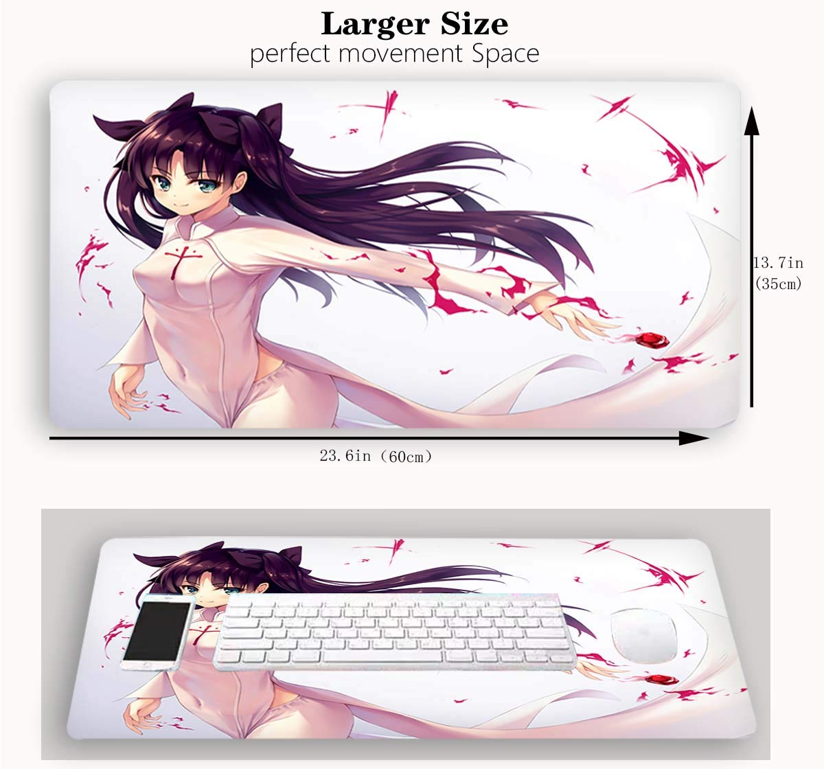 Fate Stay Night Anime Mouse Pad - Large Gaming Desk Mat for Computer & Keyboard - Saber Alter Fate Grand Order Design - Perfect for PC Gaming & Office Work