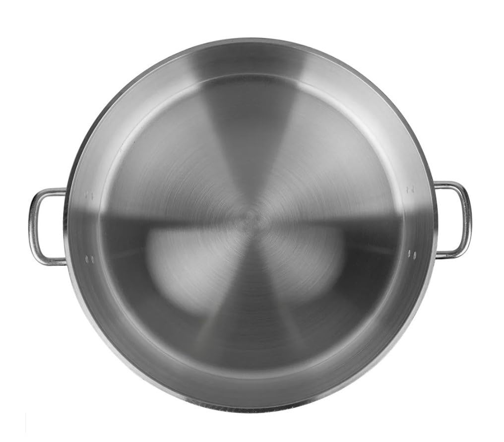 Soro Essentials 24 Quart Aluminum Brazier with Riveted Handles - 4mm Thick Medium Weight Cookware Pot for Roasting, Sautéing, Searing & Frying - Perfect for Home Kitchen & Restaurant Use (Outdoor Cooking, Camping, BBQ)