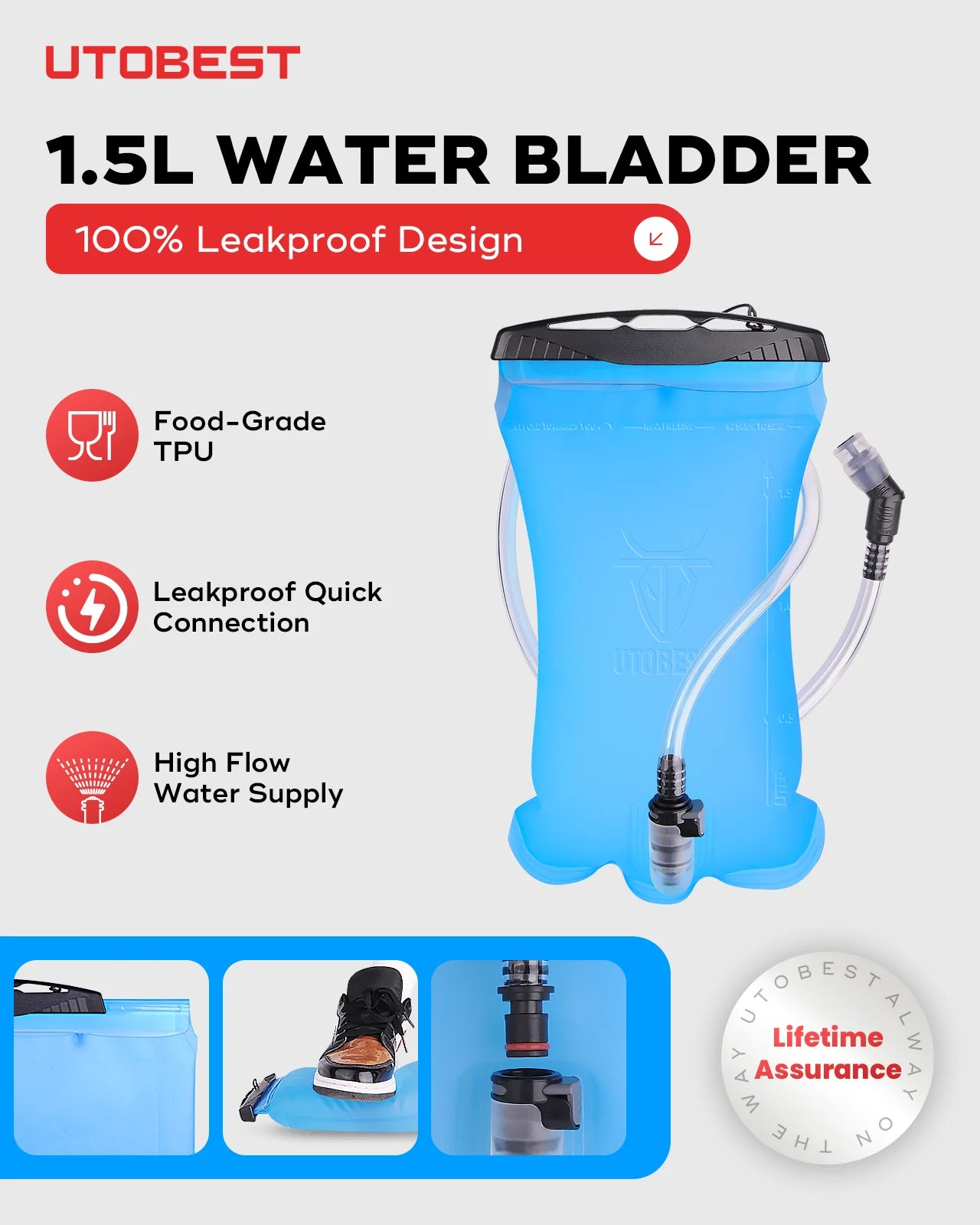 UTOBEST 5L Ultra Lightweight Hydration Vest Pack - Trail Running Backpack with 1.5L Water Bladder for Marathon, Hiking, Cycling & Outdoor Adventures | Perfect for Runners, Bikers & Hikers