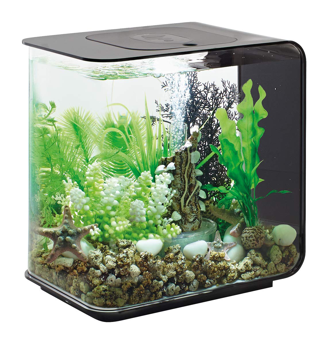 biOrb Flow 15 Acrylic 4-Gallon Aquarium with White LED Lights - Modern Compact Fish Tank for Tabletop or Desktop Display (Black) - Perfect for Home Office, Bedroom Decor & Small Space Living