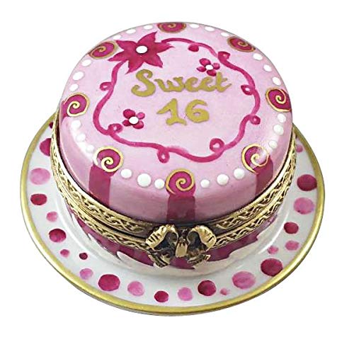 Authentic Limoges Porcelain Figurine - Sweet 16 Birthday Cake Collectible from France | Perfect for Teen Gifts, Birthday Decor & Porcelain Collections
