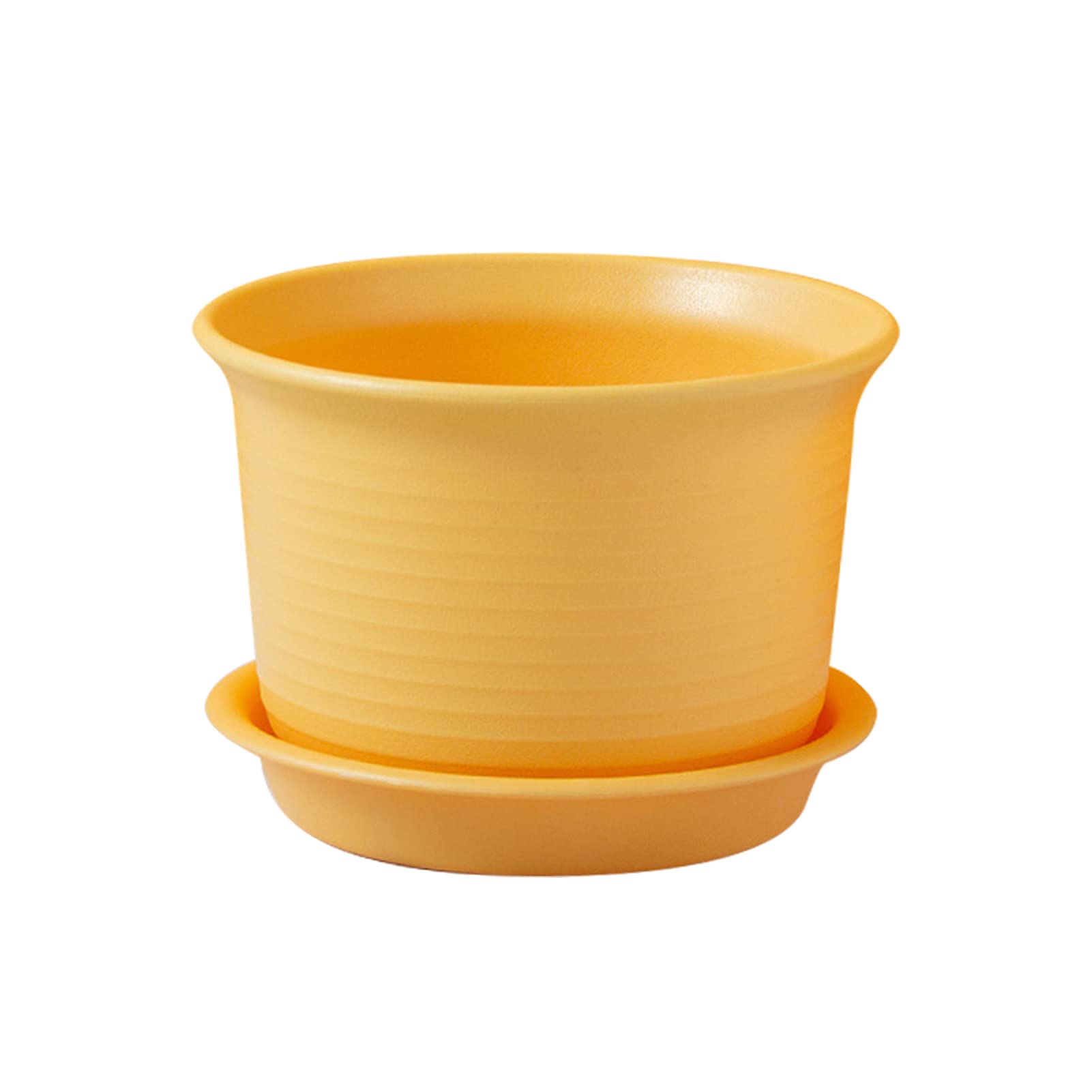 Vibrant Thickened Flower Pot with Saucer - Durable Garden Planter for Indoor & Outdoor Plants, Home Decor in Sunny Yellow | Perfect for Succulents, Herbs & Floral Displays