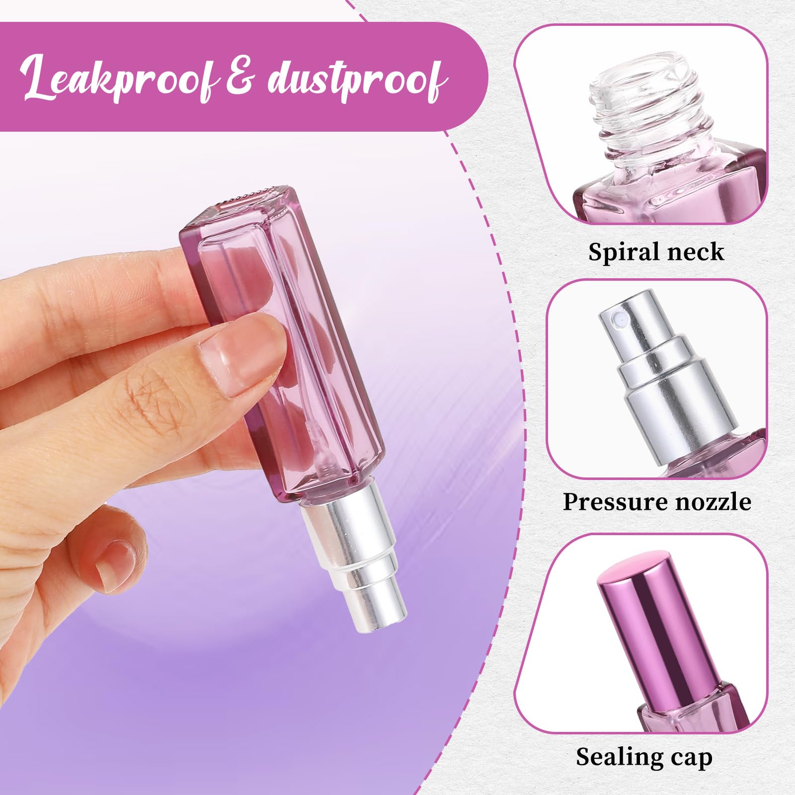 3 Pack 10ML Refillable Glass Perfume Bottles - Travel Size Mini Atomizer Sprayer for Essential Oils, Fragrances & Toiletries - Portable Leak Proof Container for Hair Styling, Gym Bag, Purse & Vacation Travel Accessories