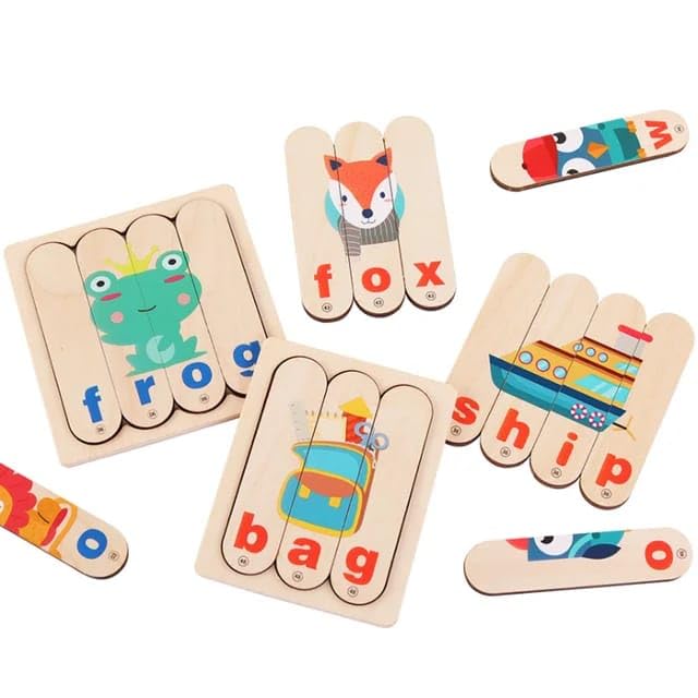 Kidstoysdaze Wooden Stick Puzzle - English Letter Matching & Spelling Word Game for Kids, Perfect for Early Learning and Classroom Activities