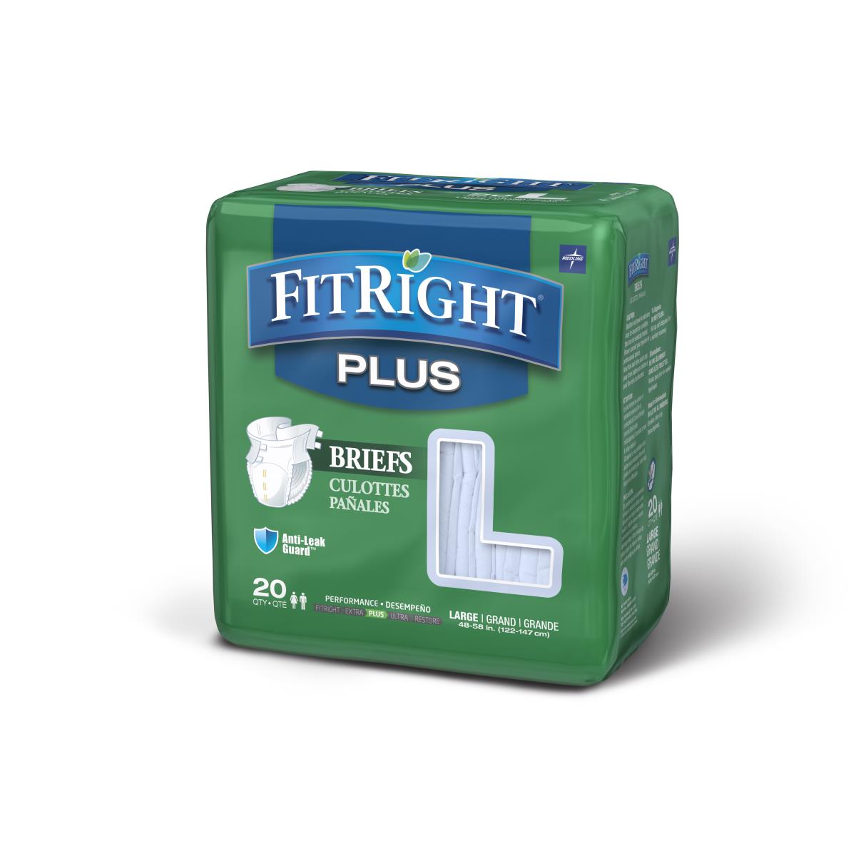 FitRight Plus Incontinence Briefs for Adults - Maximum Absorbency Overnight Protection - Comfortable Leak-Proof Underwear for Women & Men - Ideal for Nighttime Use, Travel, and Post-Surgery Care