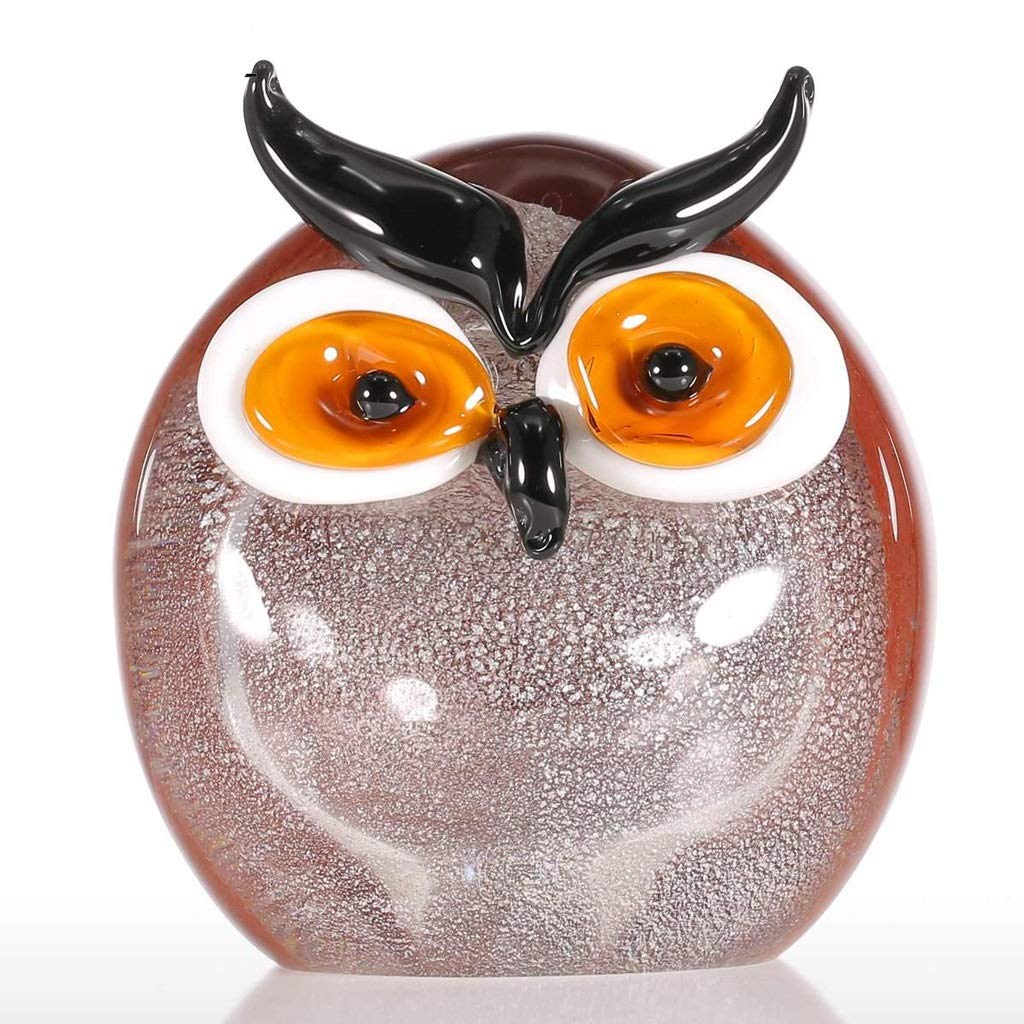 JRDHGRK Handblown Glass Owl Figurine - Colorful Chubby Owl Statuette for Home Decor, Gift & Shelf Display | Modern Animal Ornament for Living Room, Office & Nursery Decorations
