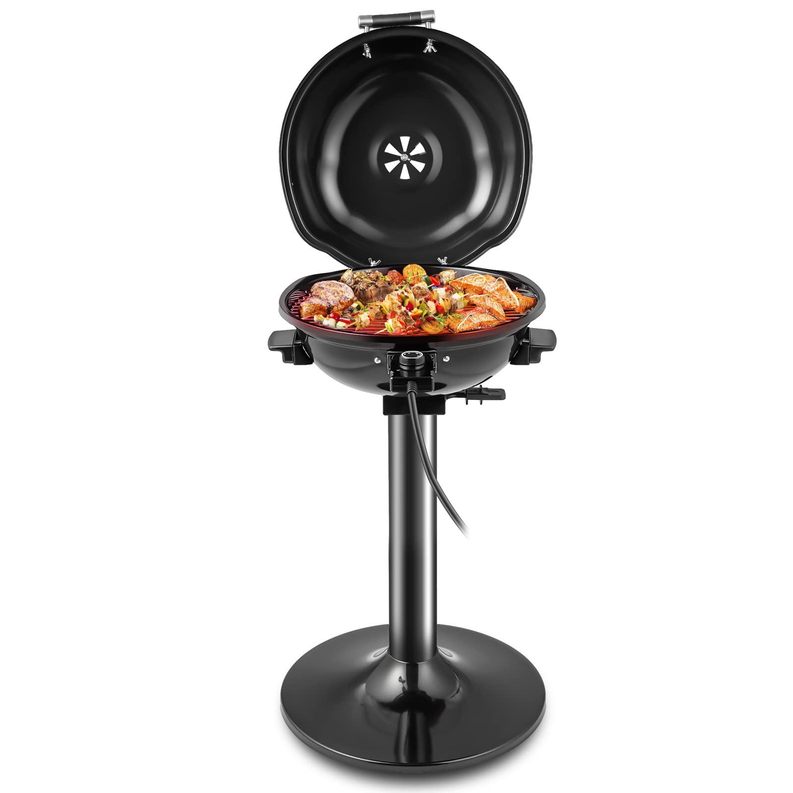 HAPPYGRILL 1600W Electric BBQ Grill - Indoor/Outdoor Portable Grill with Stand for Patio, Balcony, Kitchen & Garden - Perfect for 15 People Gatherings, Camping & Backyard Parties