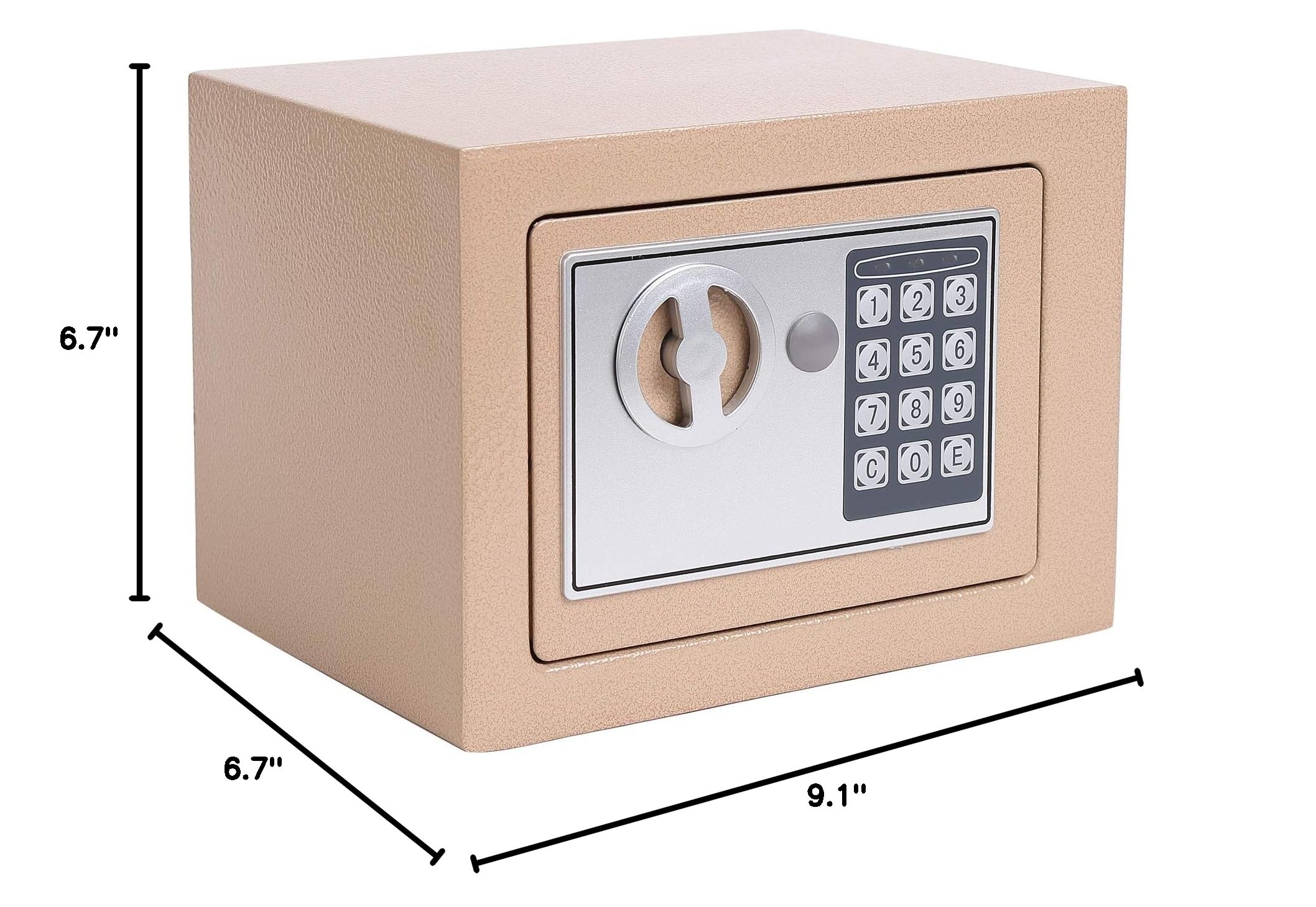 Digital Security Safe Box with Key & Electronic Lock - 0.17 Cu Ft Home Office Hotel Cash Jewelry Storage Safe (Ochre Yellow) | Ideal for Valuables Protection in Bedroom, Business & Travel
