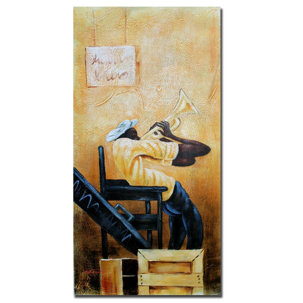 Trademark Art Urban Jazz Canvas Wall Art by Antonio - 10x19 Inches - Modern Abstract Painting for Living Room, Bedroom & Office Decor
