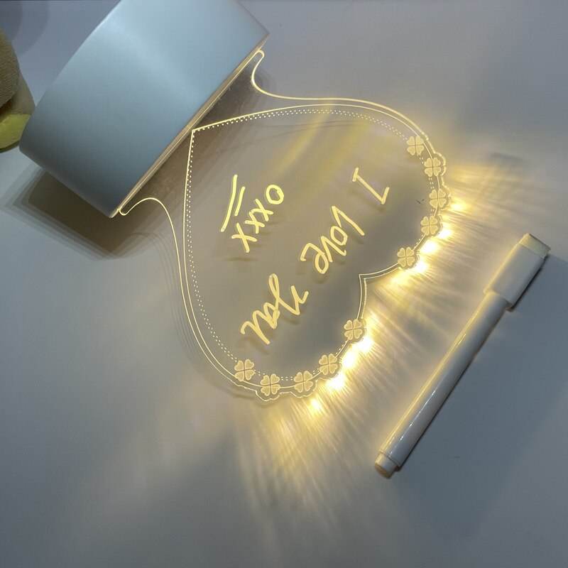 GlowWriter - Cute Kawaii LED Message Board Lamp for Bedroom, Desk & Nightstand - Customizable Light-Up Display for Notes, Quotes & Decor