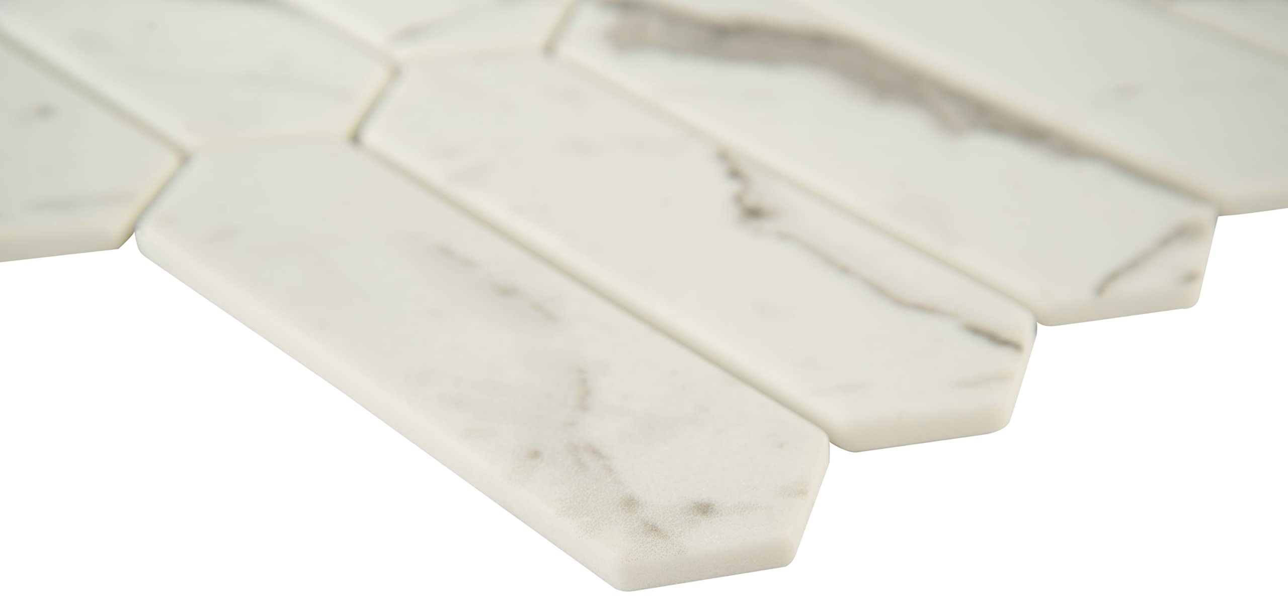 MSI Statuario Celano 14.13x9.84 Inch Glass Mosaic Tile - White Cool Finish for Kitchen Backsplash, Bathroom & Shower Walls - Premium Mesh-Mounted Picket Tiles for Modern Home Decor