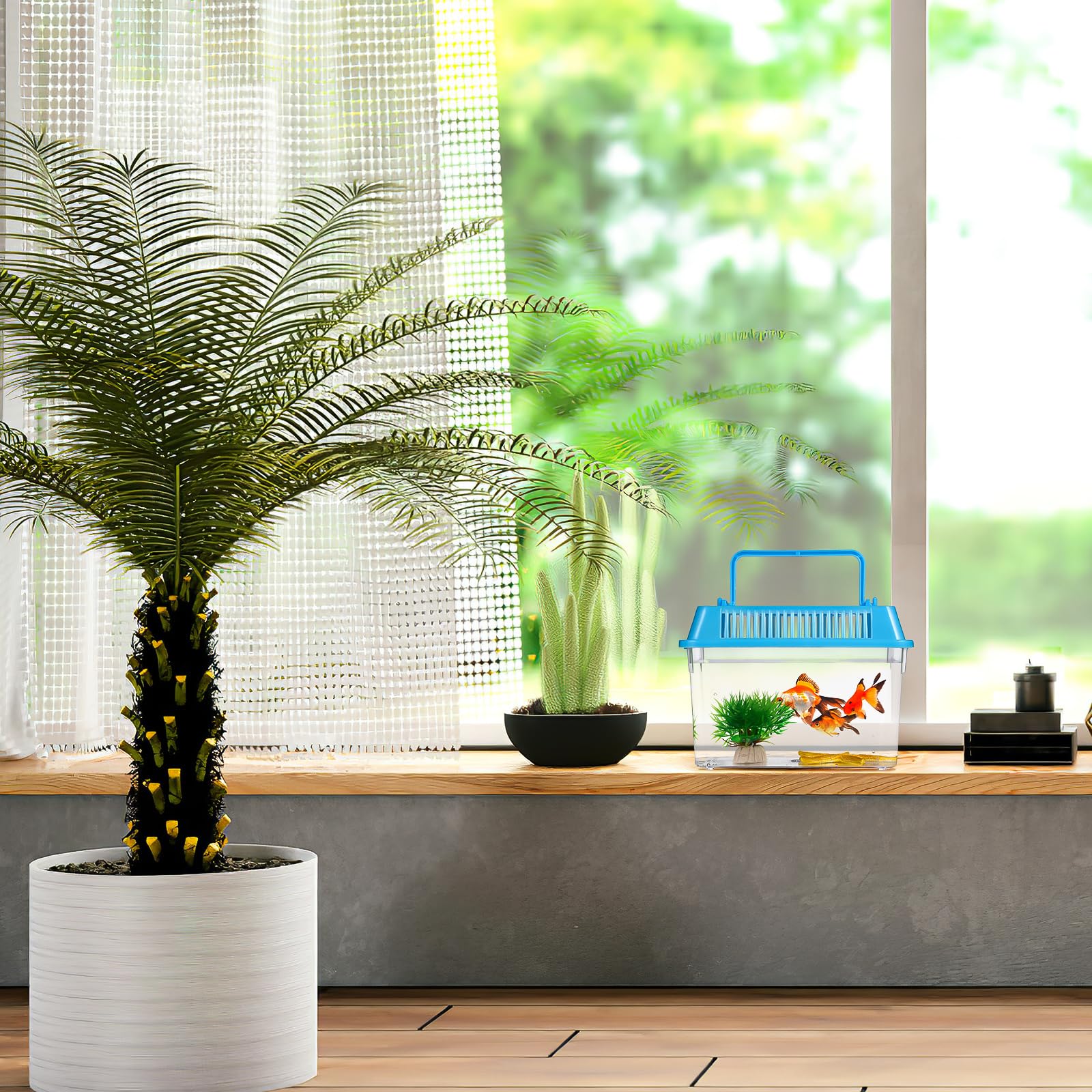 4pcs Mini Portable Fish Tank - Snail Terrarium, Crabs Habitat, Small Turtle Tank - Plastic Transport Box for Goldfish, Turtles, Beach Toys - Perfect for Home, Office, Classroom Aquarium Setup