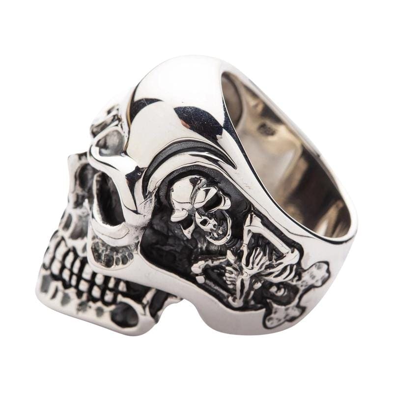 Gothic Biker Skull Ring - Heavy Duty Sterling Silver Men's Jewelry for Motorcycle Riders & Rock Fashion Enthusiasts | Perfect for Biker Gangs, Rock Concerts & Edgy Street Style