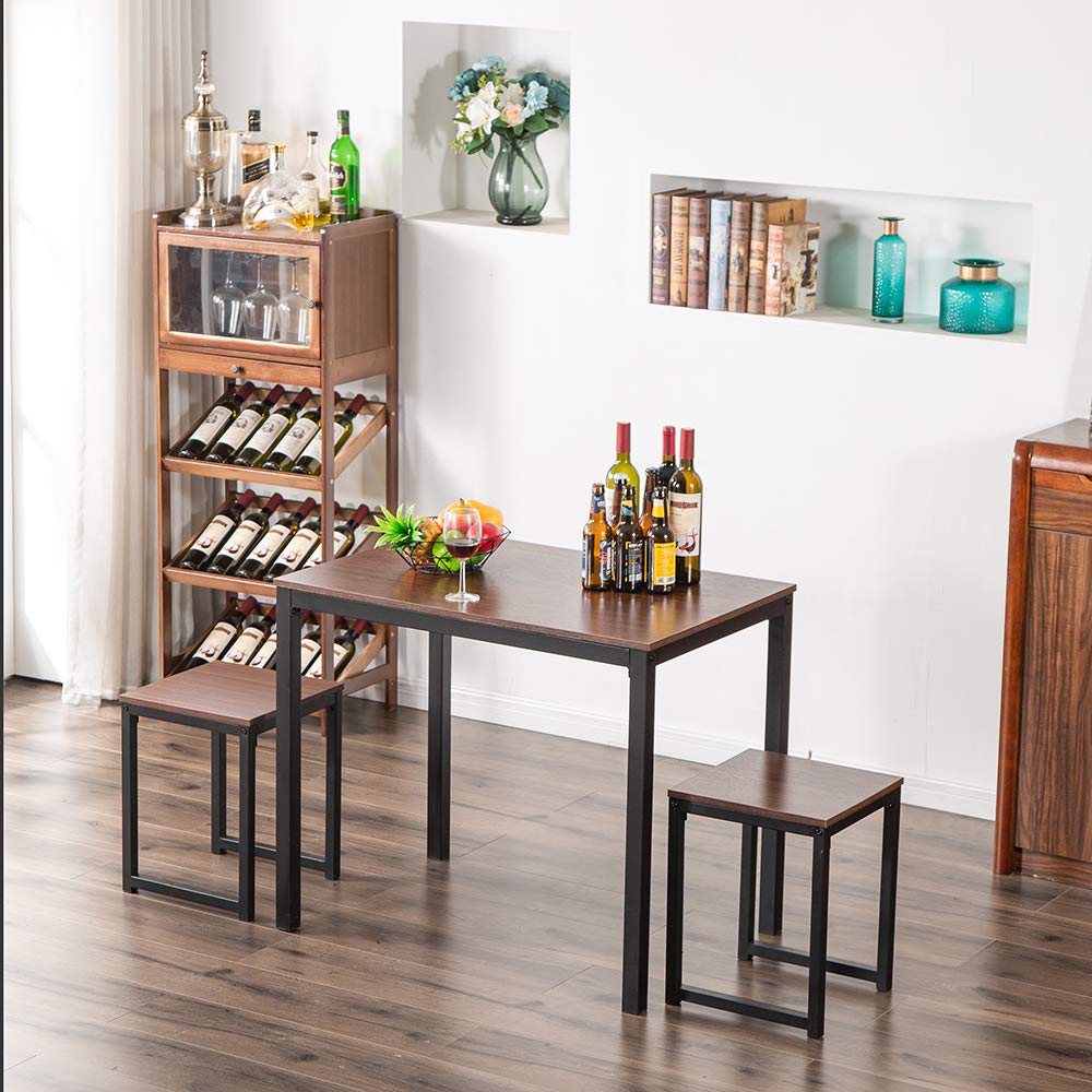 **Henf 3-Piece Dining Set - Modern Kitchen Breakfast Table & 2 Bar Stools, Space-Saving Counter Height Table for Small Kitchens, Apartments & Breakfast Nooks**