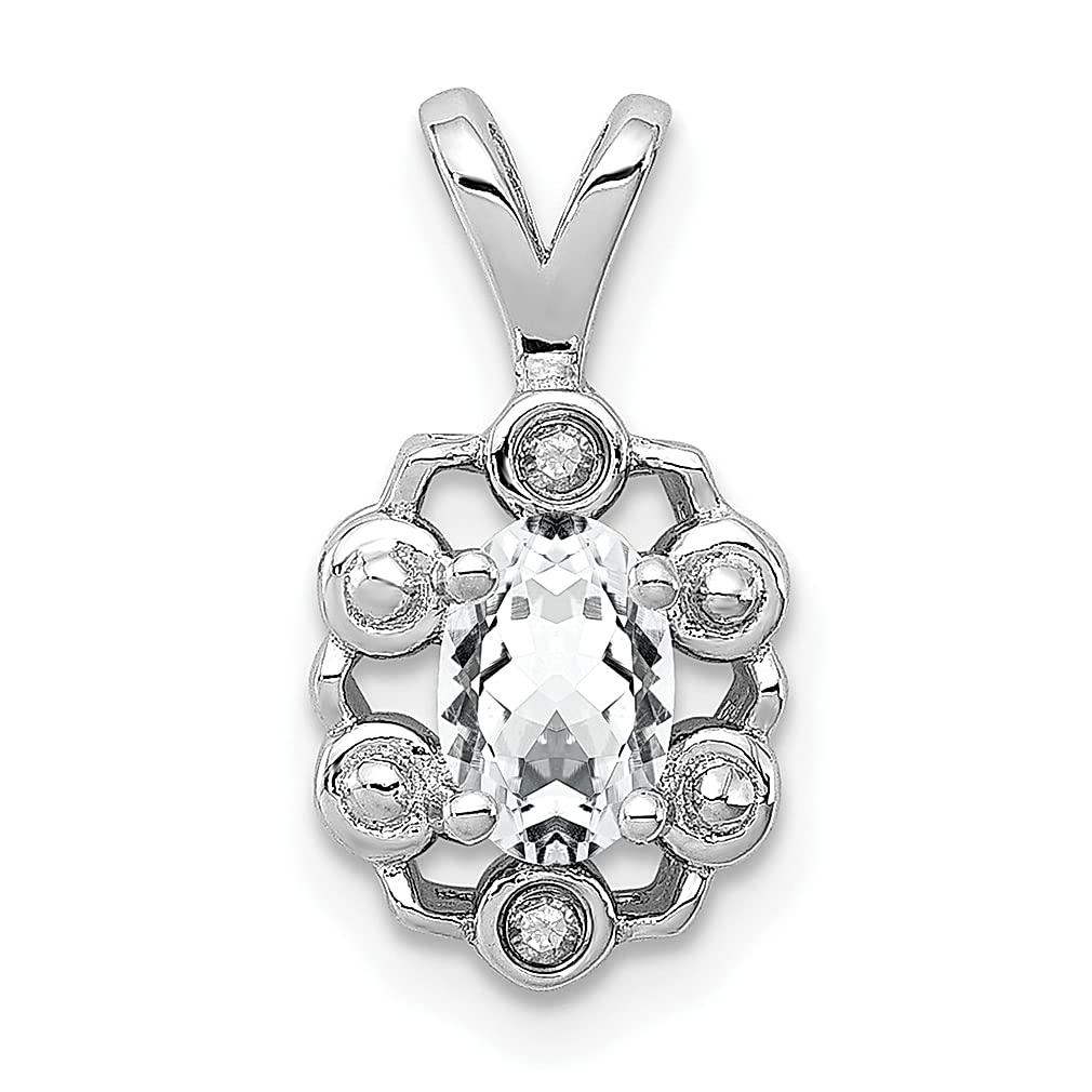 925 Sterling Silver White Topaz & Diamond Pendant Necklace - April Birthstone Jewelry for Women | Elegant Gift for Her, Perfect for Anniversaries, Birthdays & Special Occasions