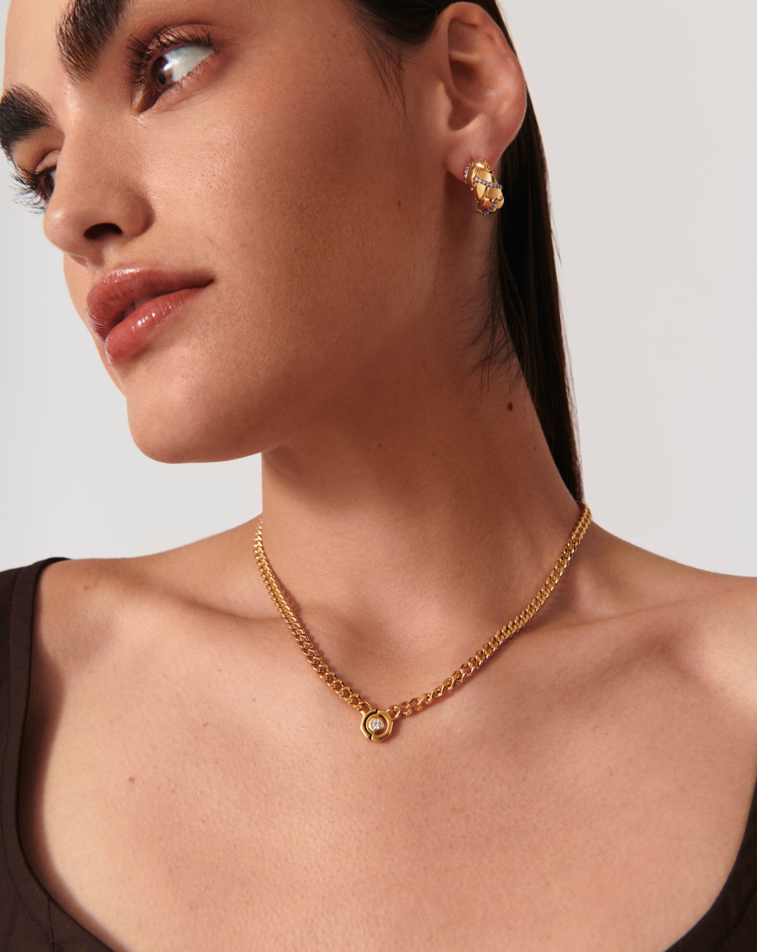 Floating Hex Pendant Necklace - 18k Gold Plated Enamel & Stone Jewelry with Cubic Zirconia | Elegant Layering Piece for Women, Perfect for Everyday Wear & Special Occasions