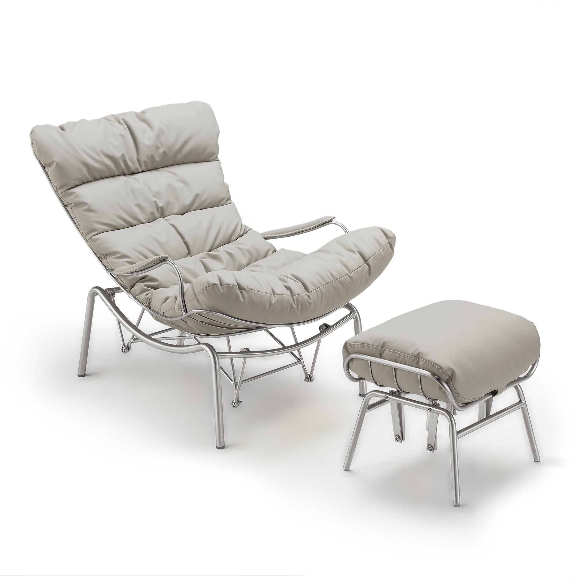 Liam Rocking Lounge Chair with Ottoman - Gray Upholstered Rocker Recliner for Living Room, Nursery, or Patio - Comfortable Relaxing Chair for Reading & Napping
