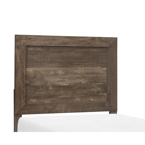 Solid Wood Twin Platform Bed with High Headboard - Rustic Brown Finish Wooden Bed Frame - Panel Headboard & Footboard - Wood Slat Support - Perfect for Small Bedrooms, Guest Rooms & Dorm Rooms