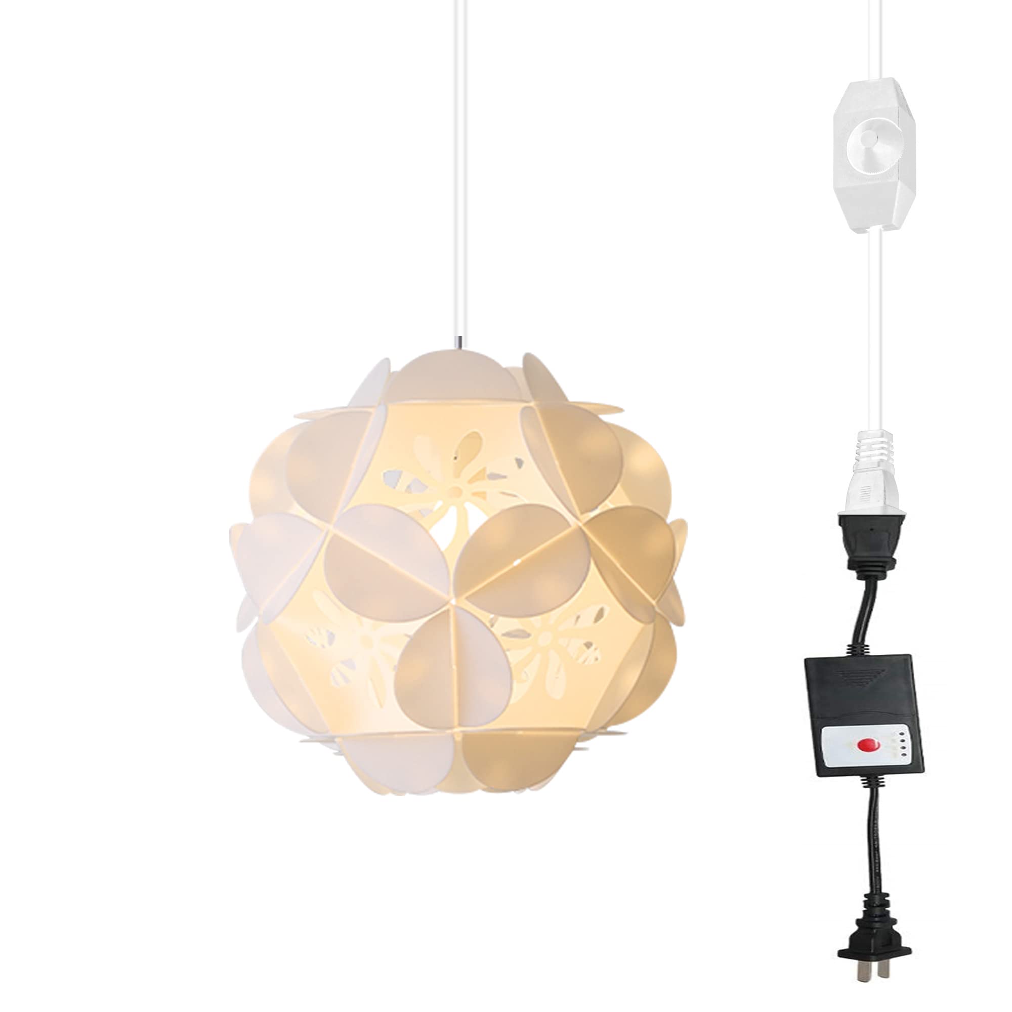 Dimmable Plug-in Pendant Light with Motion Sensor - 15ft Adjustable Cord & Ceramic Bowl Shade, Automatic On/Off, White (1 Pack) - Perfect for Bedroom, Kitchen Island, Dining Room, and Home Decor