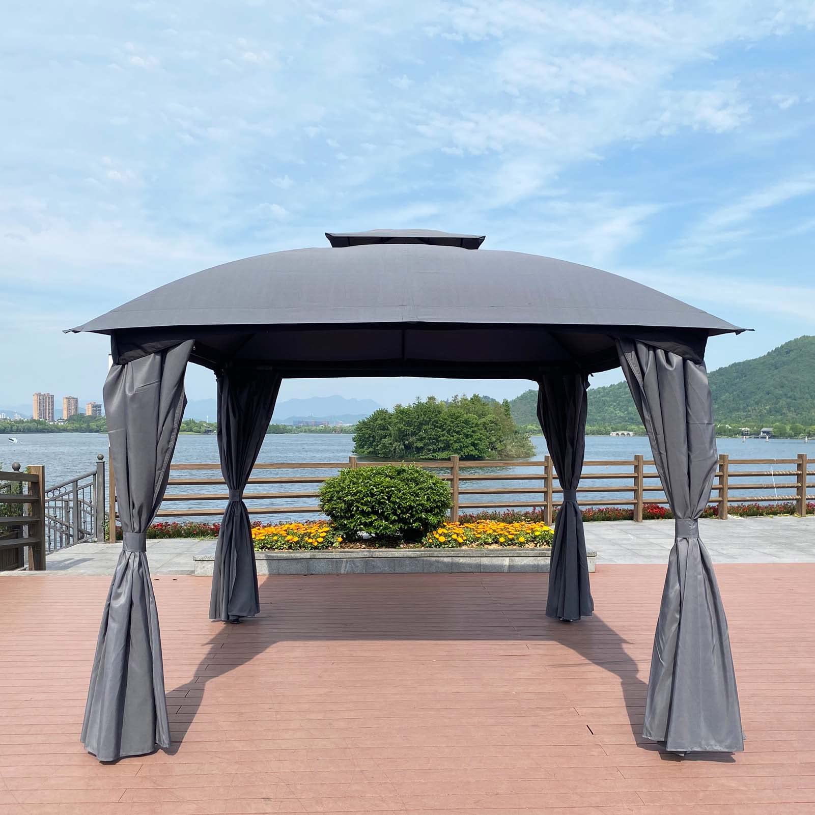 10x10 Ft Outdoor Gazebo Canopy with Curtains - Waterproof Patio Garden Tent for Shade, Backyard, Poolside & Parties (Grey) - Perfect for Outdoor Entertaining, Relaxation & Sun Protection