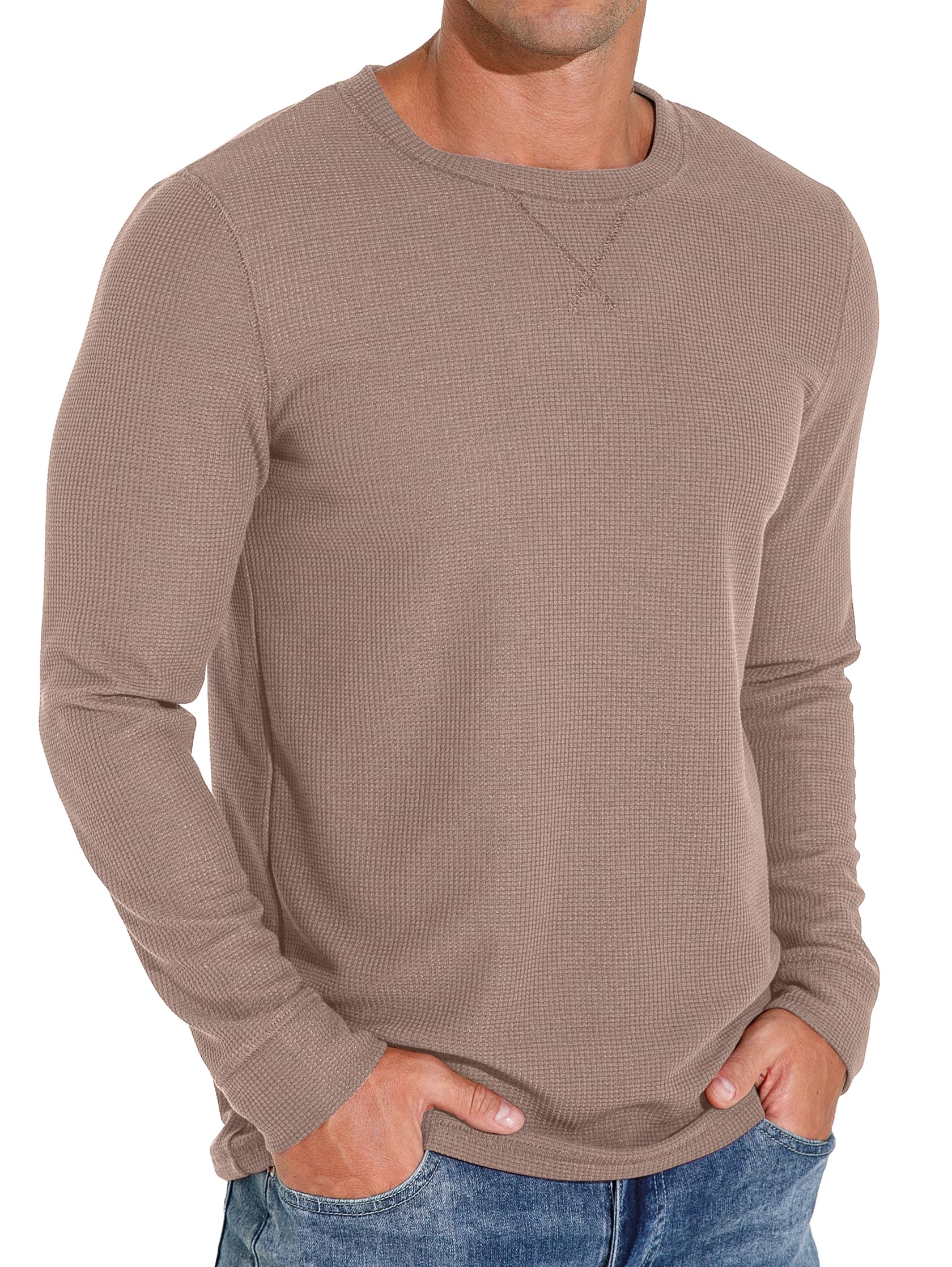 Sailwind Men's Waffle Crew Neck Casual T-Shirt - Soft Cotton Short Sleeve Tee for Everyday Wear, Gym & Outdoor Activities