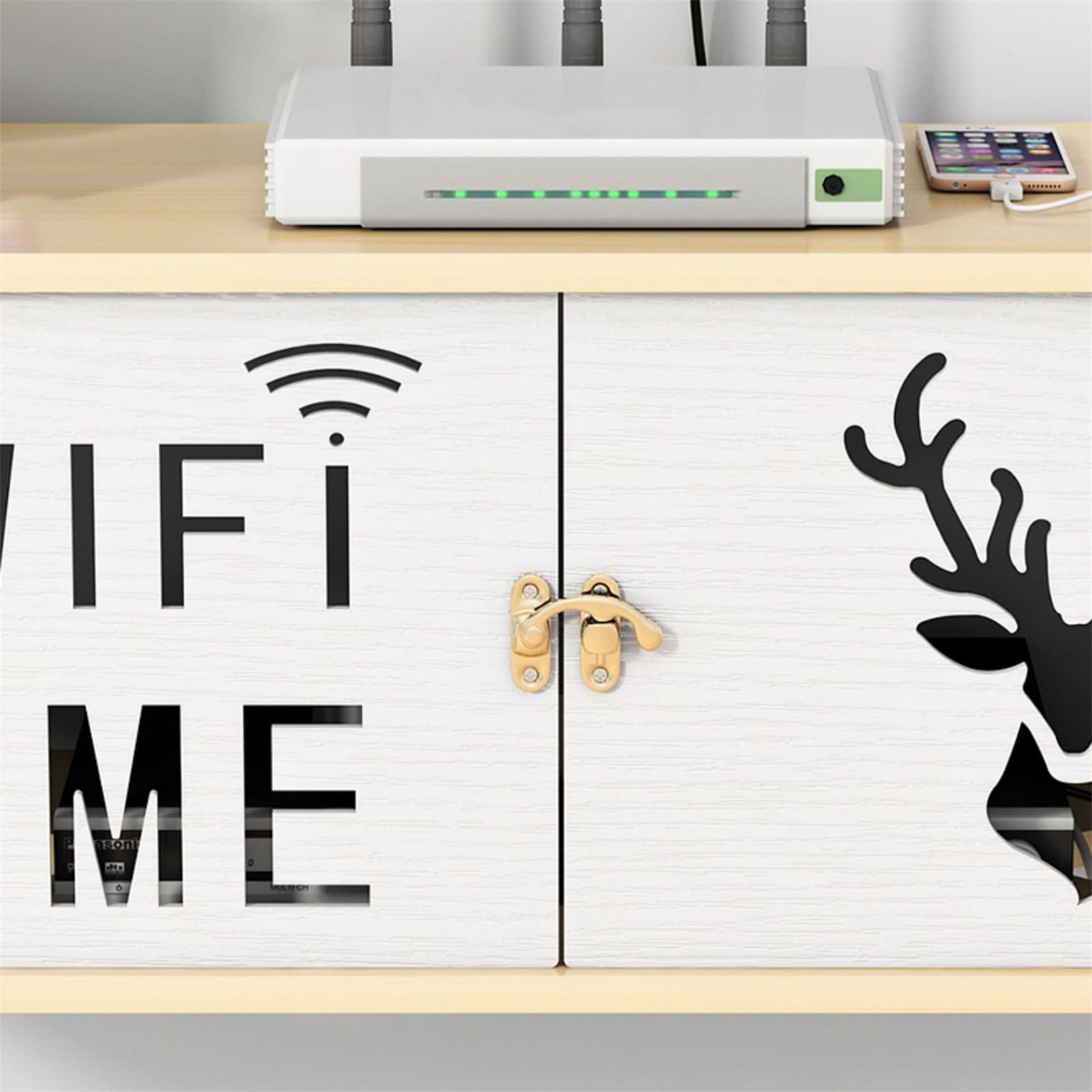 Wall-Mounted WiFi Router Storage Box with Cable Management - Decorative Cover for Hiding Wires, Modems & TV Set-Top Boxes - Perfect for Home & Office Organization