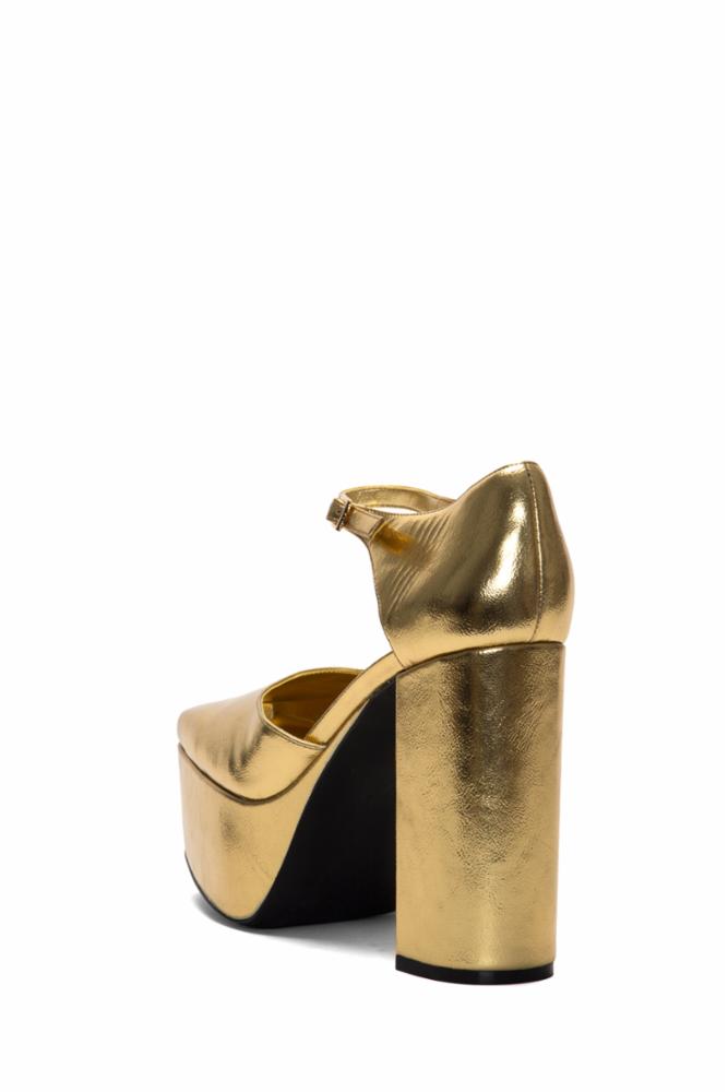 Jeffrey Campbell Women's Ovr_N_Out Gold M Platform Boots - Fashionable High Heel Ankle Booties for Women | Perfect for Night Out, Party & Street Style