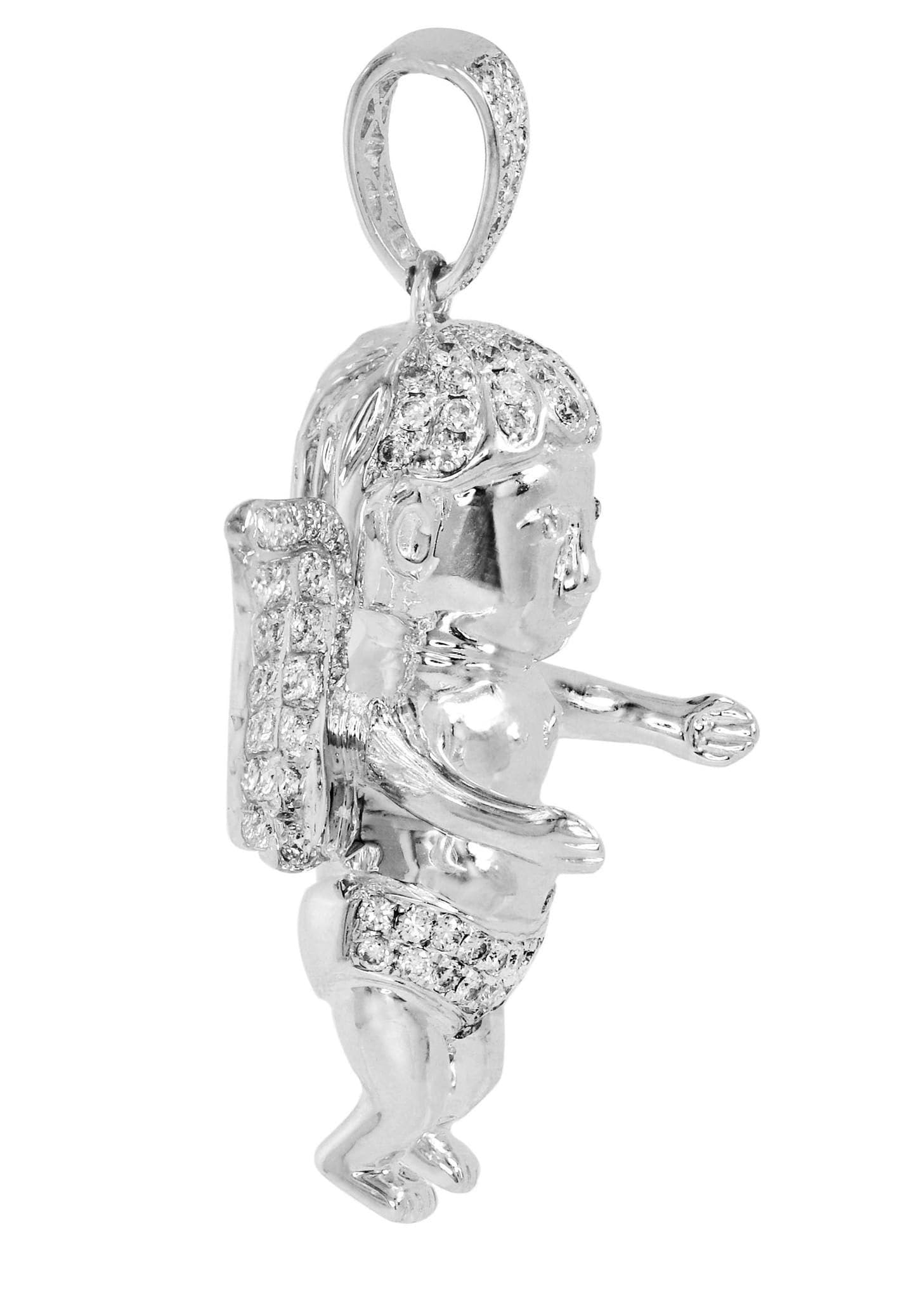 Diamond Angel Pendant Necklace | 17.67 Grams (0.62 oz) | 1.69 Carats Genuine Diamond | Elegant Jewelry Gift for Women, Brides, Anniversaries & Special Occasions