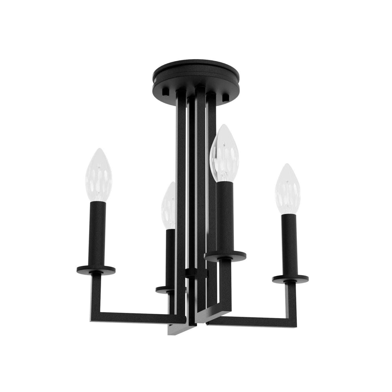 4-Light Bearden Semi Flush Mount Ceiling Fixture - Modern Farmhouse Lighting for Bedroom, Living Room & Dining Room