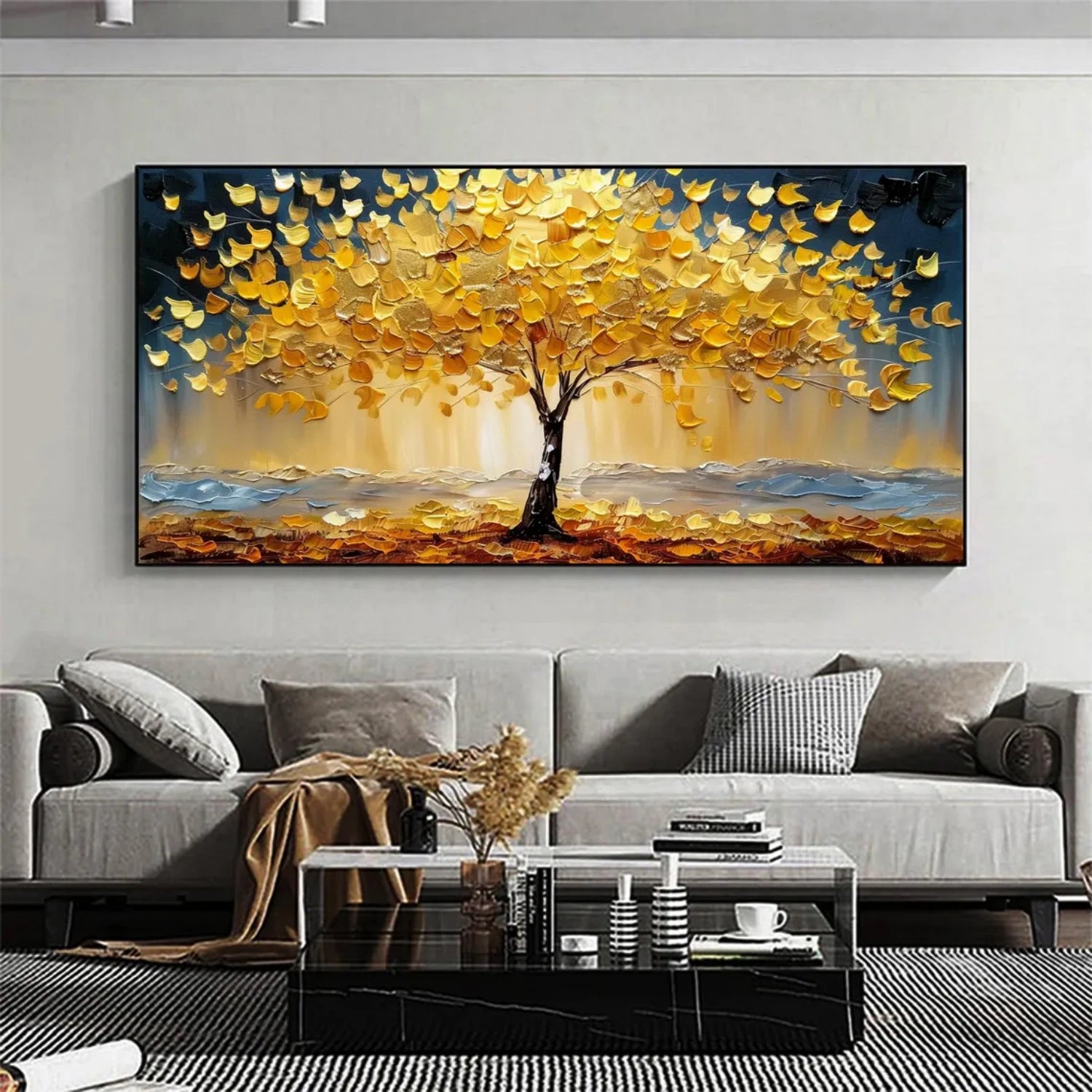 Flower and Tree Painting #FT 191 - Handmade Canvas Wall Art for Home & Office Decor - Perfect for Living Room, Bedroom or Gift