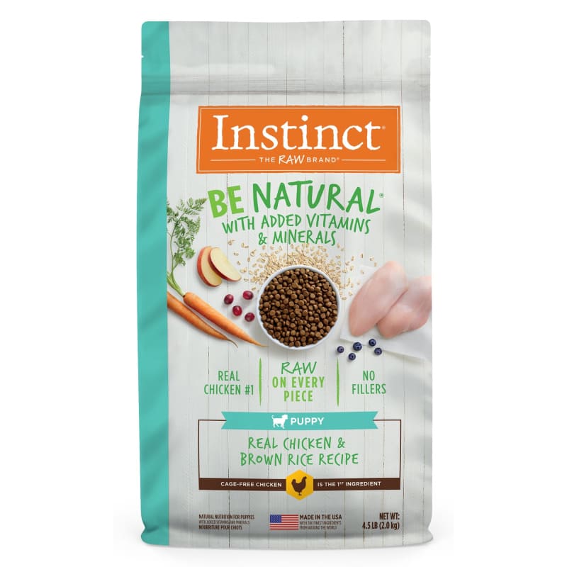 Instinct Be Natural Puppy Real Chicken & Brown Rice Recipe Dry Dog Food - Grain Free, High Protein for Puppies (4lb & 20lb) - Perfect for Growing Dogs & Training Treats