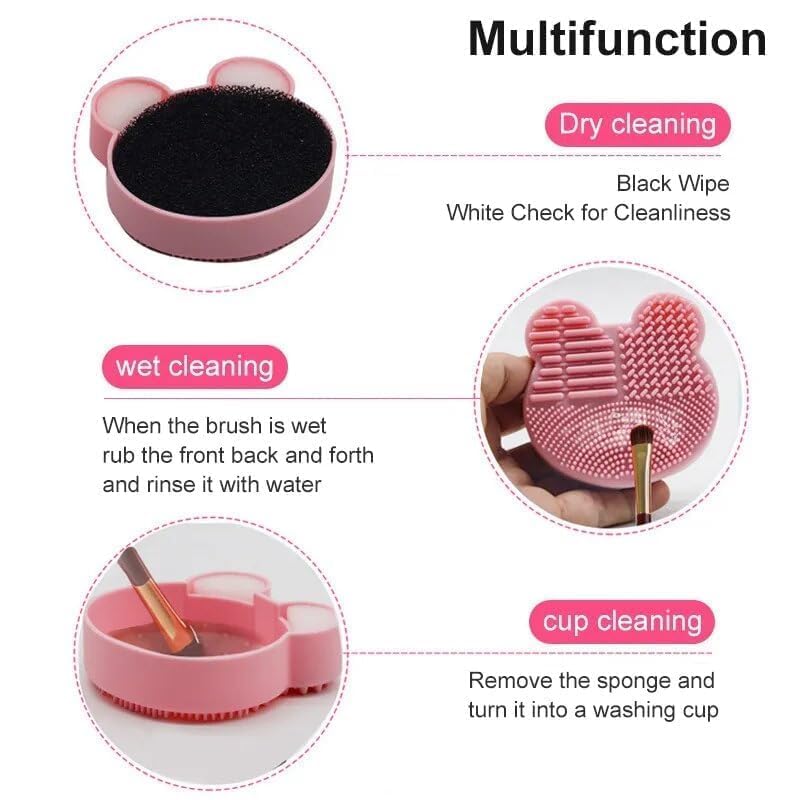 Giffy® Silicone Makeup Brush Cleaner Pad - Mickey Bear Design, Cosmetic Brush Washing Tool for Quick Cleaning (Multicolor, Medium, 2-Pack) | Perfect for Home, Salon & Travel Makeup Brush Care