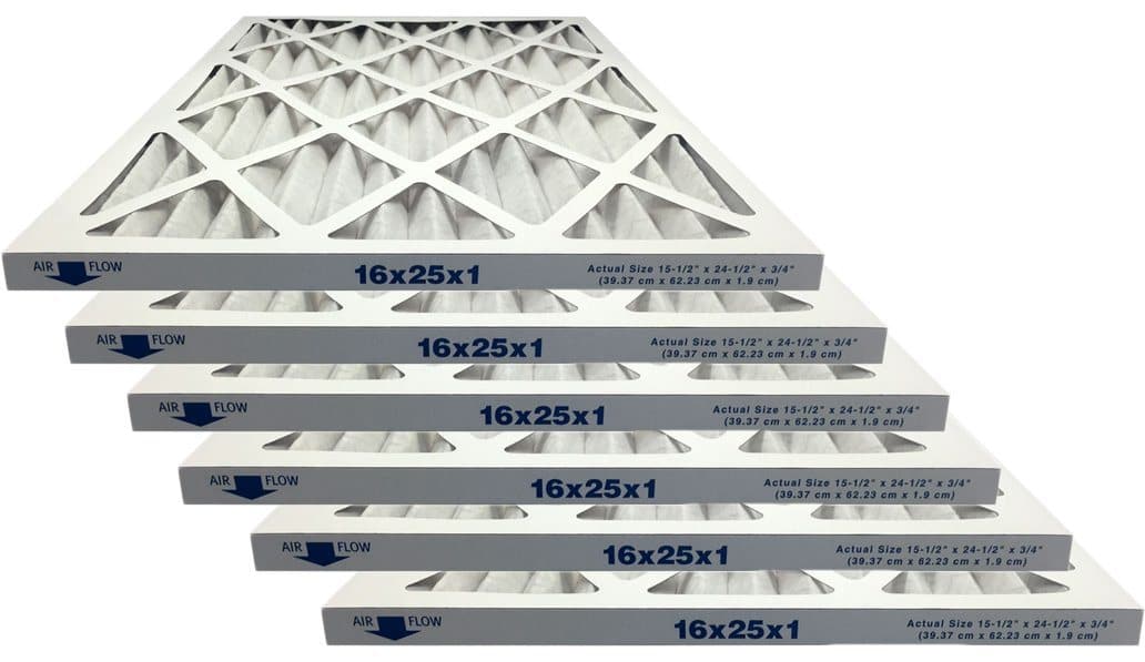 16x25x1 MERV 13 Pleated Air Filter - Case of 6 | High Efficiency HVAC Furnace Filters for Allergies & Dust | Perfect for Home, Office & Commercial Use