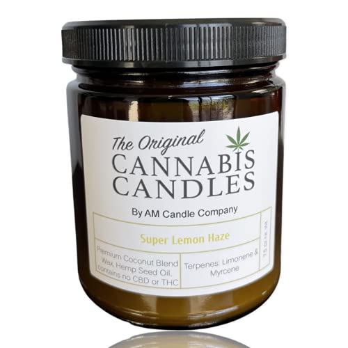 Super Lemon Haze Terpene-Infused All Natural Soy Coconut Wax Candle with Hemp Seed Oil | AM Candle Company | Premium Aromatherapy for Relaxation & Stress Relief