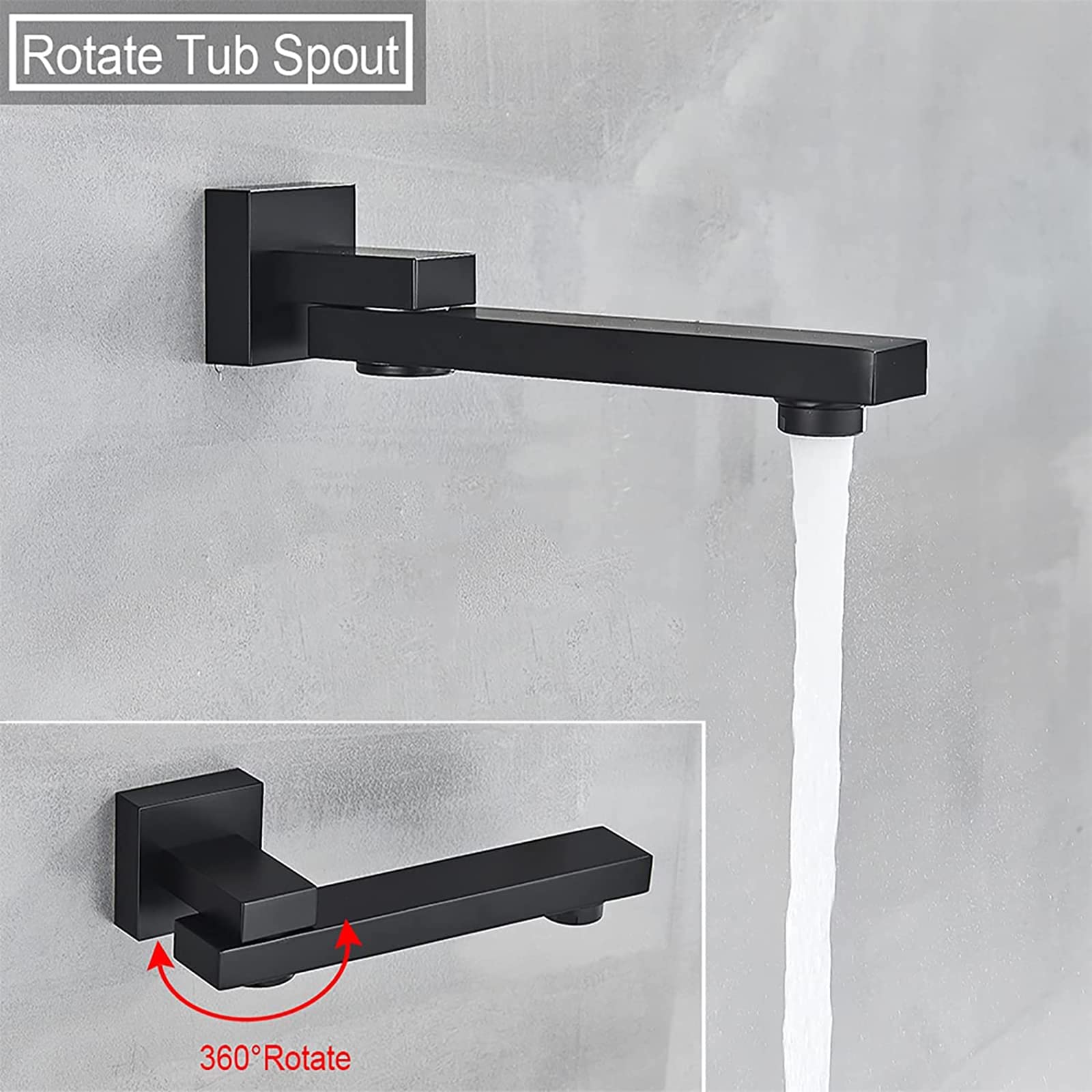 Black LED Digital Display Rain Shower System - 10 Inch Rainfall Shower Head with Handheld Shower & Rotatable Tub Spout - Wall Mount Brass Shower Faucet Set for Modern Bathroom & Spa Experience