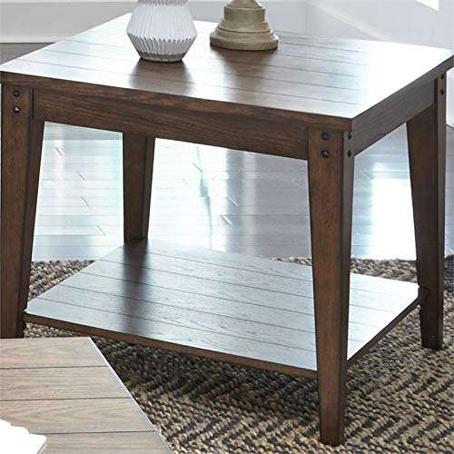 Liberty Furniture Lake House Dark Brown Square End Table - Stylish Accent Table for Living Room, Bedroom, or Office Decor