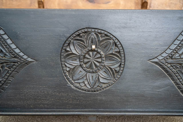 Hand Carved Black Wooden Storage Box for Blankets & Linens | Premium Wood Carving Chest for Home Decor, Bedroom & Living Room Organization