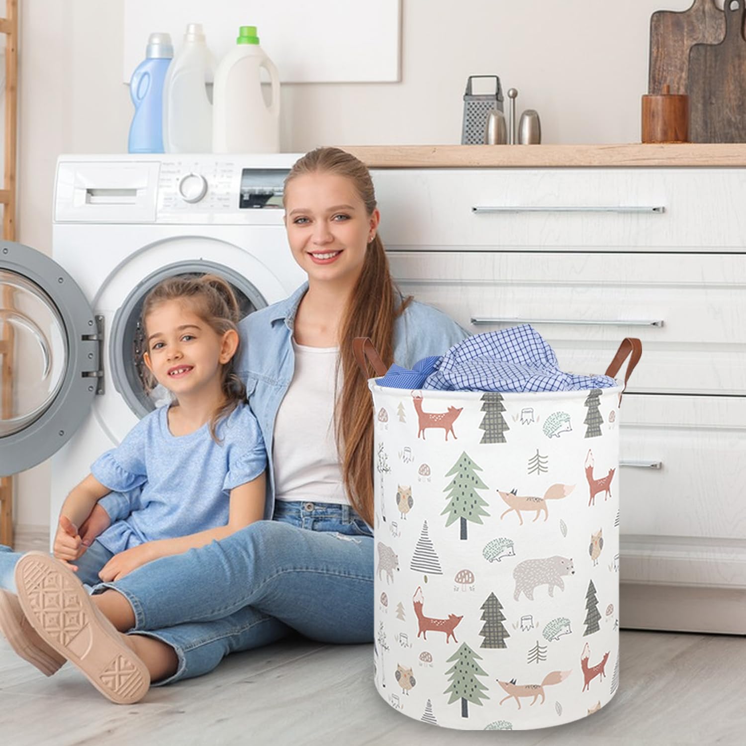 Woodland Animals Baby Laundry Hamper Basket - Nursery Toy Storage Bin for Boys & Girls - Cute Animal-Themed Room Decor Gift for Baby Shower & Bedroom Organization - Perfect for Nursery, Kids' Room & Playroom Storage