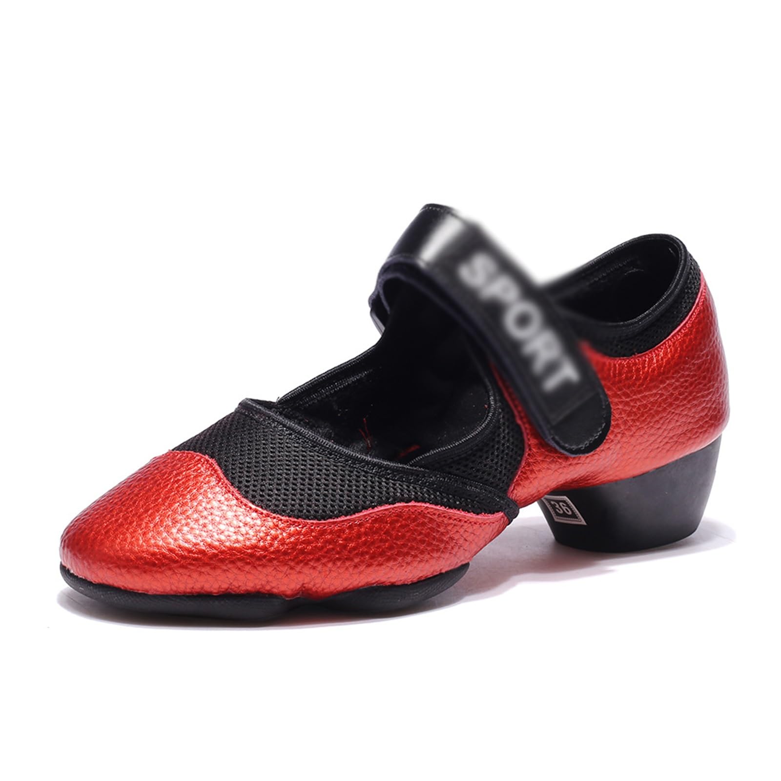 Women's Low Heel Dance Shoes - Soft Sole Modern Sneakers for Social Dancing, Casual Wear & Walking - Breathable & Comfortable (Red, Size 5.5) - Perfect for Latin, Ballroom, Swing & Practice