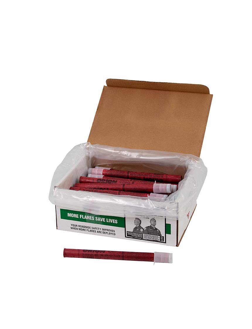 Orion Road Safety Flare 36 Pack - Waxed Emergency Flares for Highway, Roadside & Car Safety - 20 Minute Burn Time, No Stand Needed - Perfect for Roadside Emergencies, Breakdowns & Nighttime Visibility