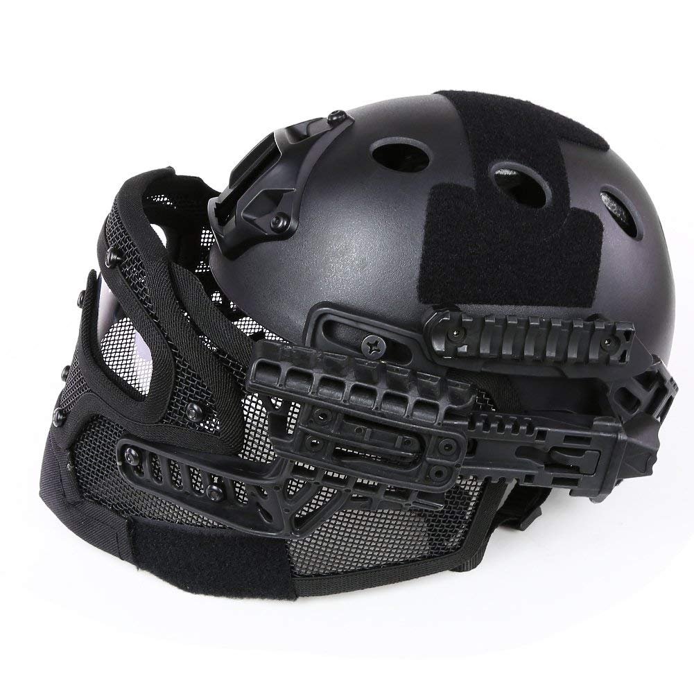 Tactical ABS Protective Helmet with Face Shield & Goggles - Fast Protective Gear for Airsoft, Paintball, CS Games & Outdoor Sports - Perfect for Shooting Range, Hunting & Extreme Activities