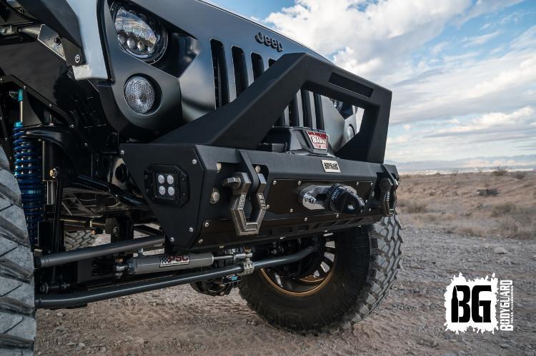 Bodyguard RXFWJ079J Front Bumper for Jeep Wrangler JK (2007-2019) - Heavy Duty Steel Construction with Full End Caps & Baja Bar | Off-Road, Trail Riding & Adventure Protection