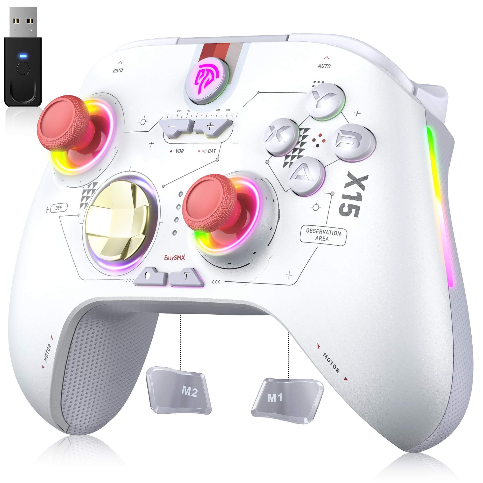 Wireless RGB Backlit PC & Switch Controller - EasySMX X15 Gamepad for Mobile, Android, iOS, TV Box & Tesla - Starry Sky Design - Perfect for Gaming on PC, Switch, Phone & Tesla Screen Entertainment