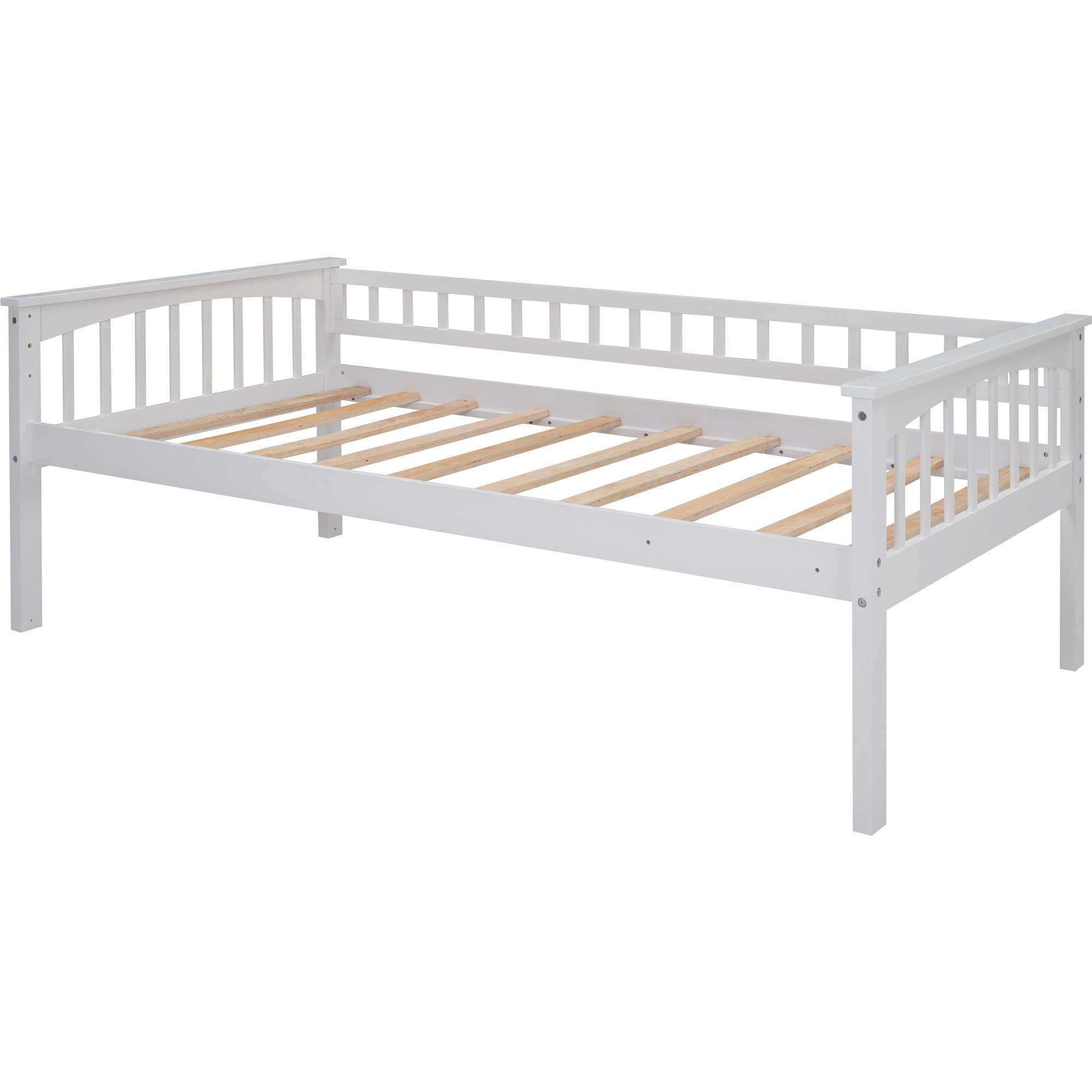 Convertible Twin Over Twin Solid Wood Bunk Bed with 2 Storage Drawers - Transforms into Two Twin Daybeds - No Box Spring Required (White) - Perfect for Kids' Bedrooms, Guest Rooms & Space-Saving Solutions