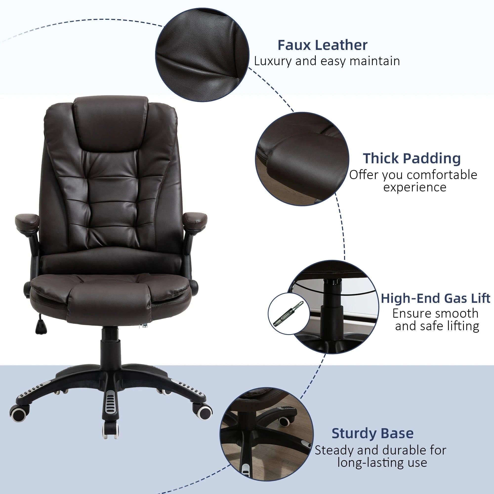 Premium High Back Faux Leather Executive Office Chair - Ergonomic Swivel Seat with Adjustable Height (Black/Gray) - Perfect for Home Office, Conference Rooms & Corporate Workspaces