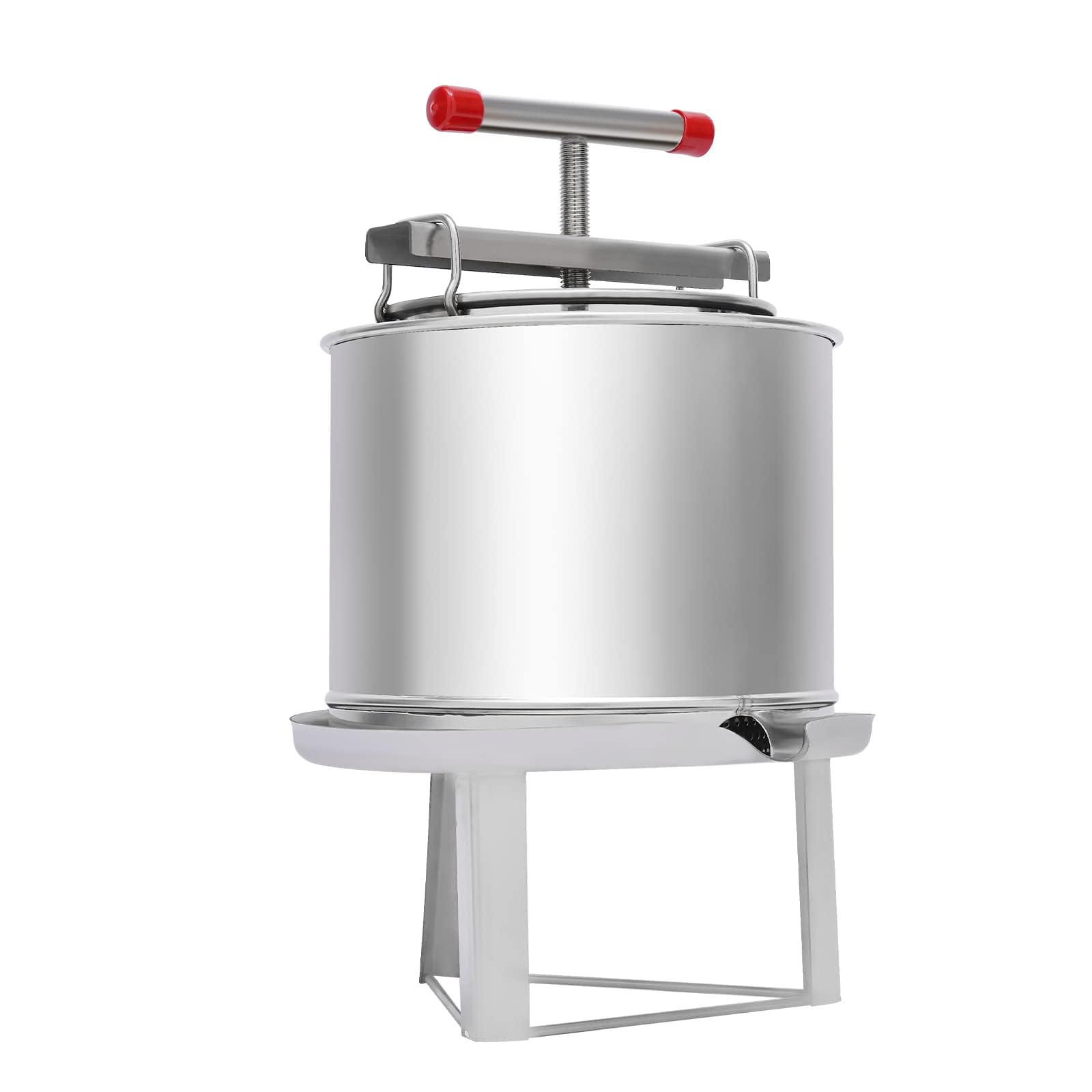 Stainless Steel Fruit Wine Press - 12.6L Manual Juice Extractor for Apple, Grape, Cider Making - Home Brewing & Kitchen Use