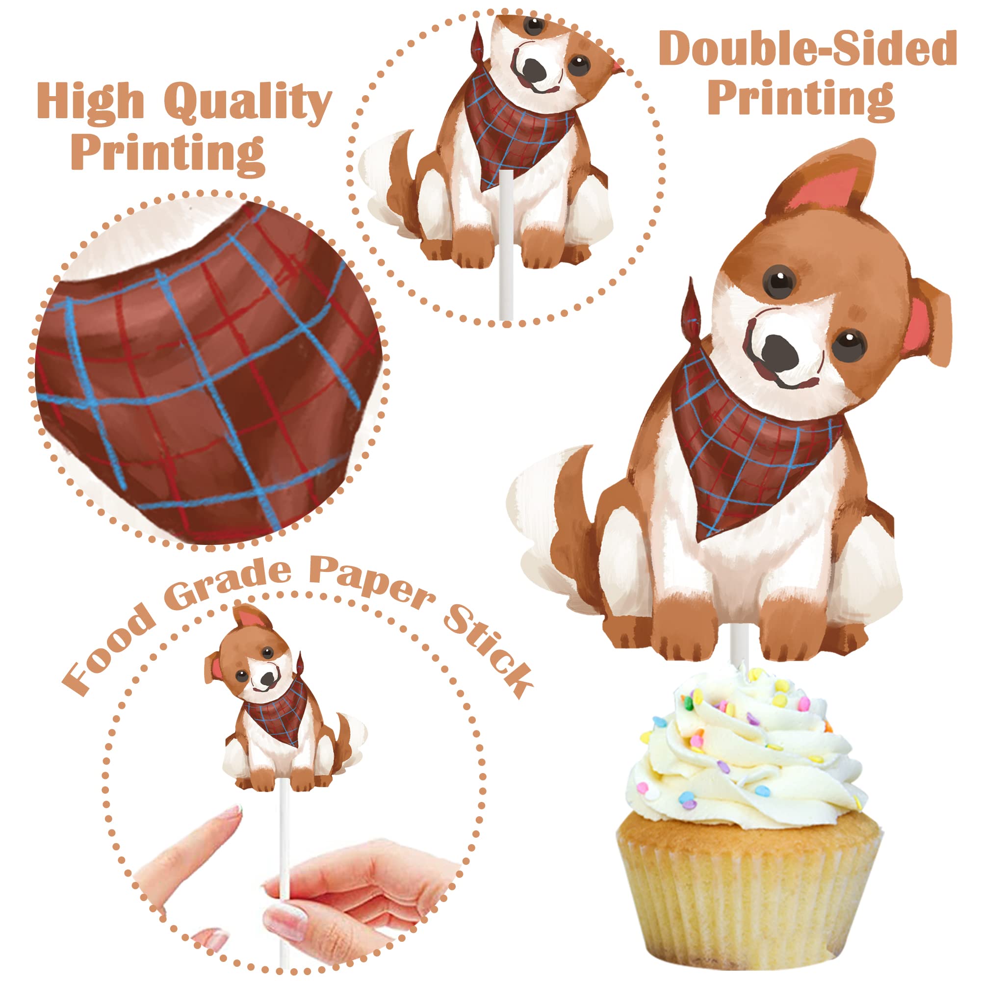 36pcs Dog Cupcake Toppers - 18 Styles Puppy Birthday Cake Decorations for Dog Party, Baby Shower & Pet Celebration Supplies | Perfect for Dog-Themed Parties, Cakes & Cupcakes